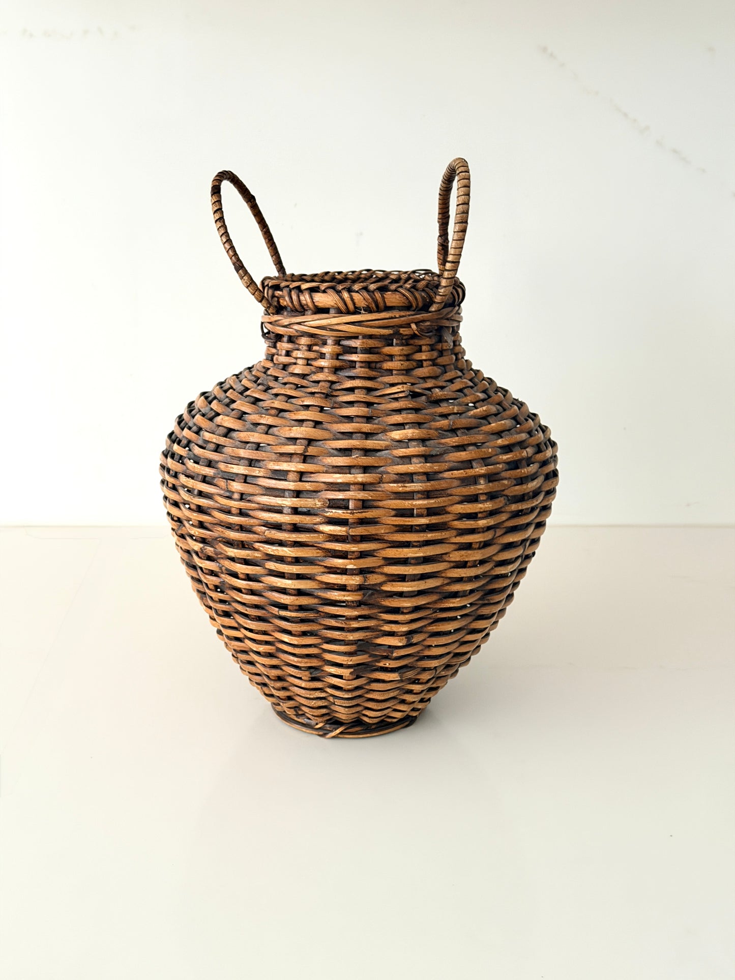 Vintage Wicker Urn Shaped Basket