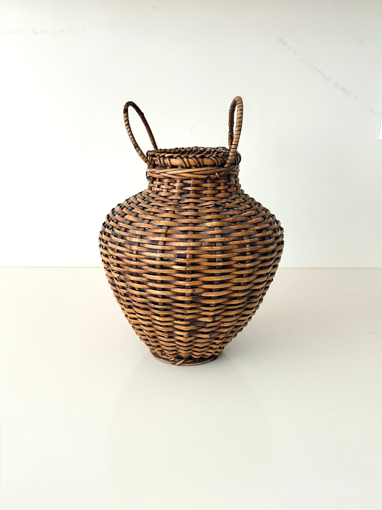 Vintage Wicker Urn Shaped Basket