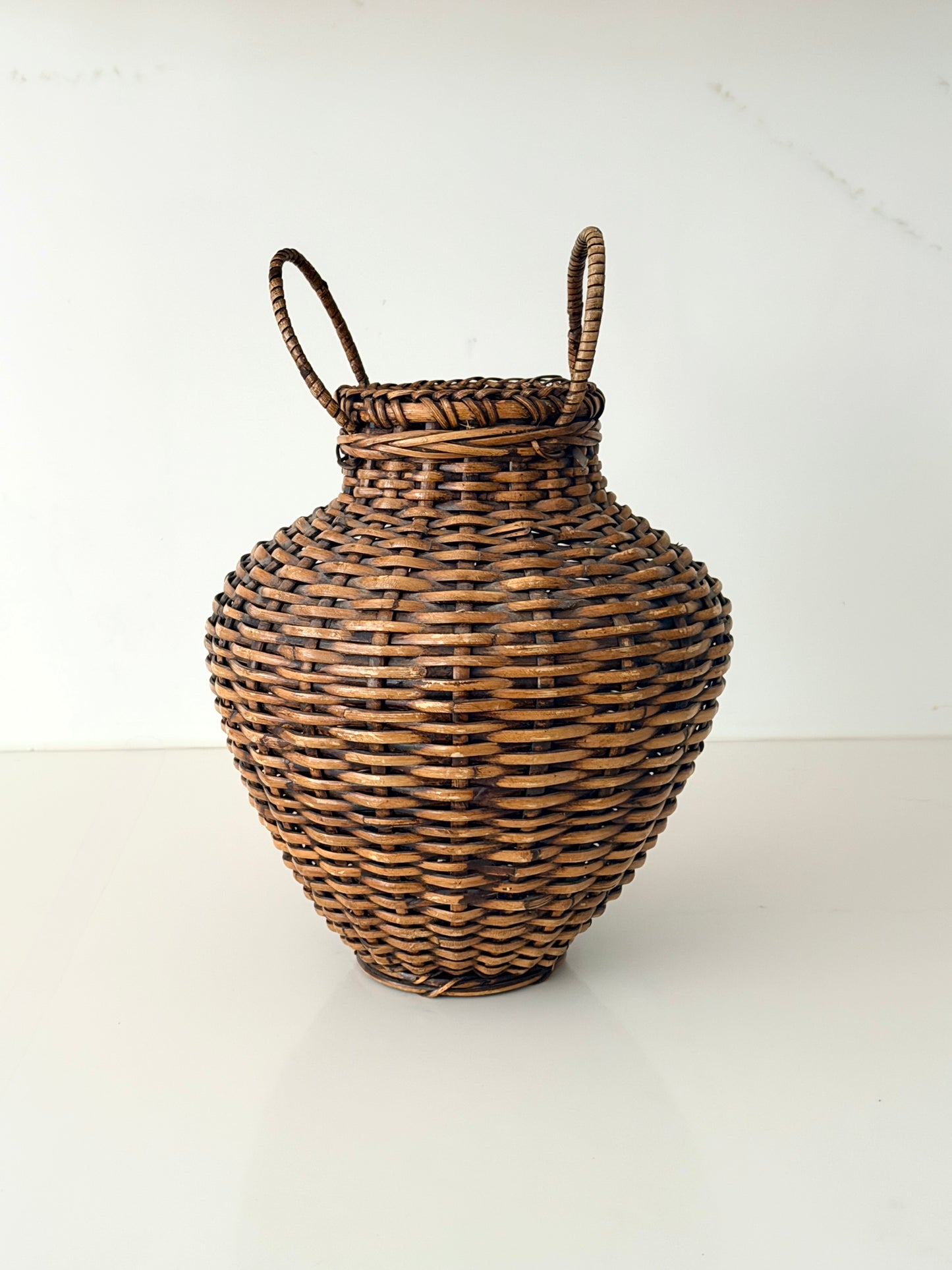 Vintage Wicker Urn Shaped Basket