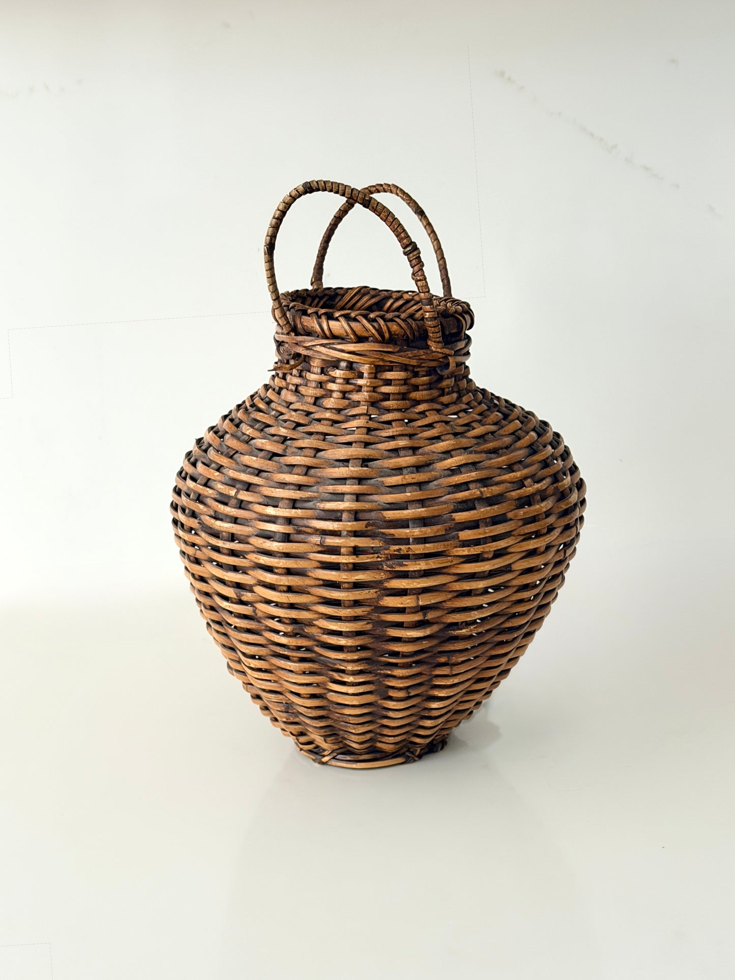 Vintage Wicker Urn Shaped Basket