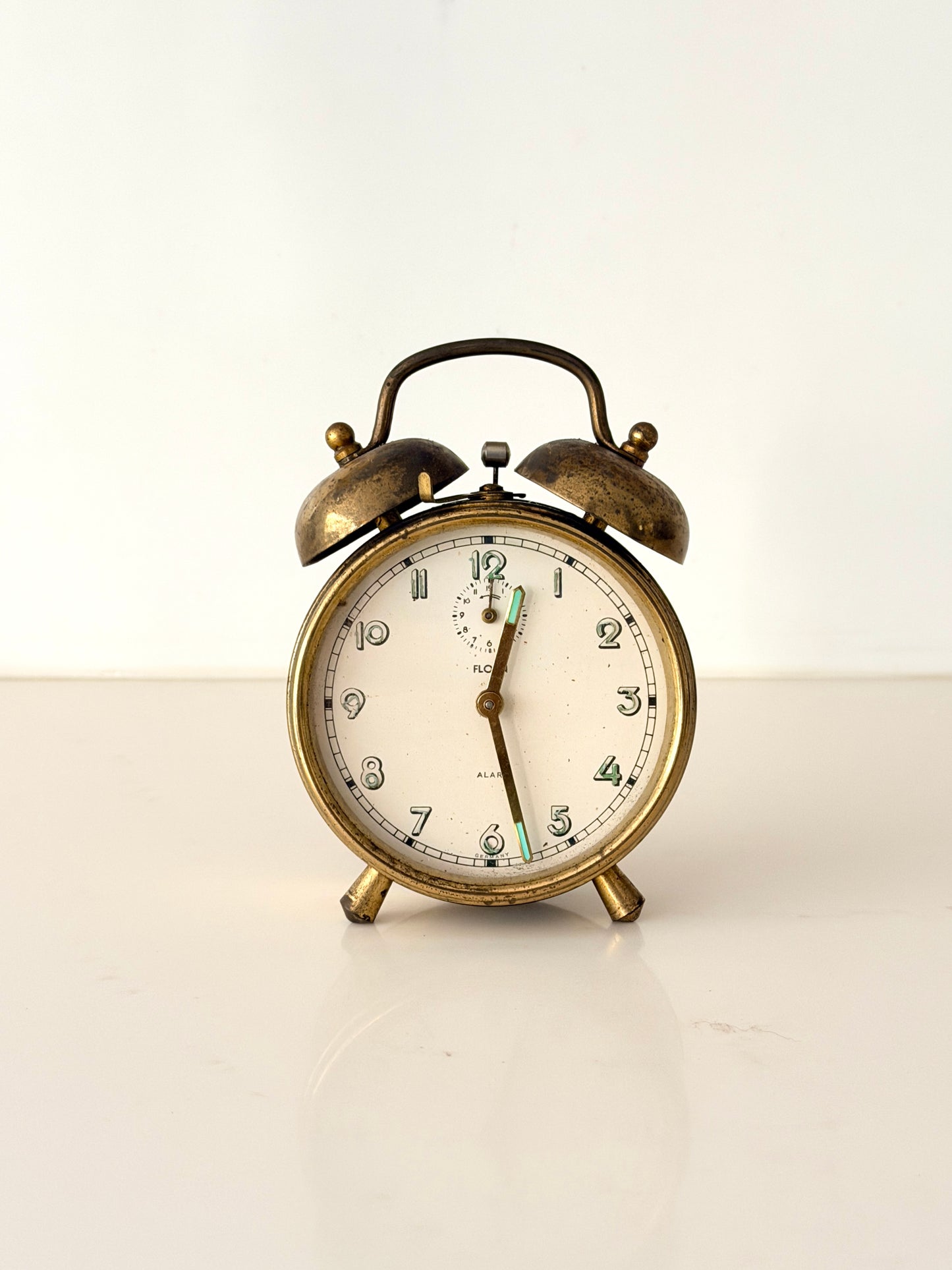 Vintage Florn Brass Twin Bell Alarm Clock