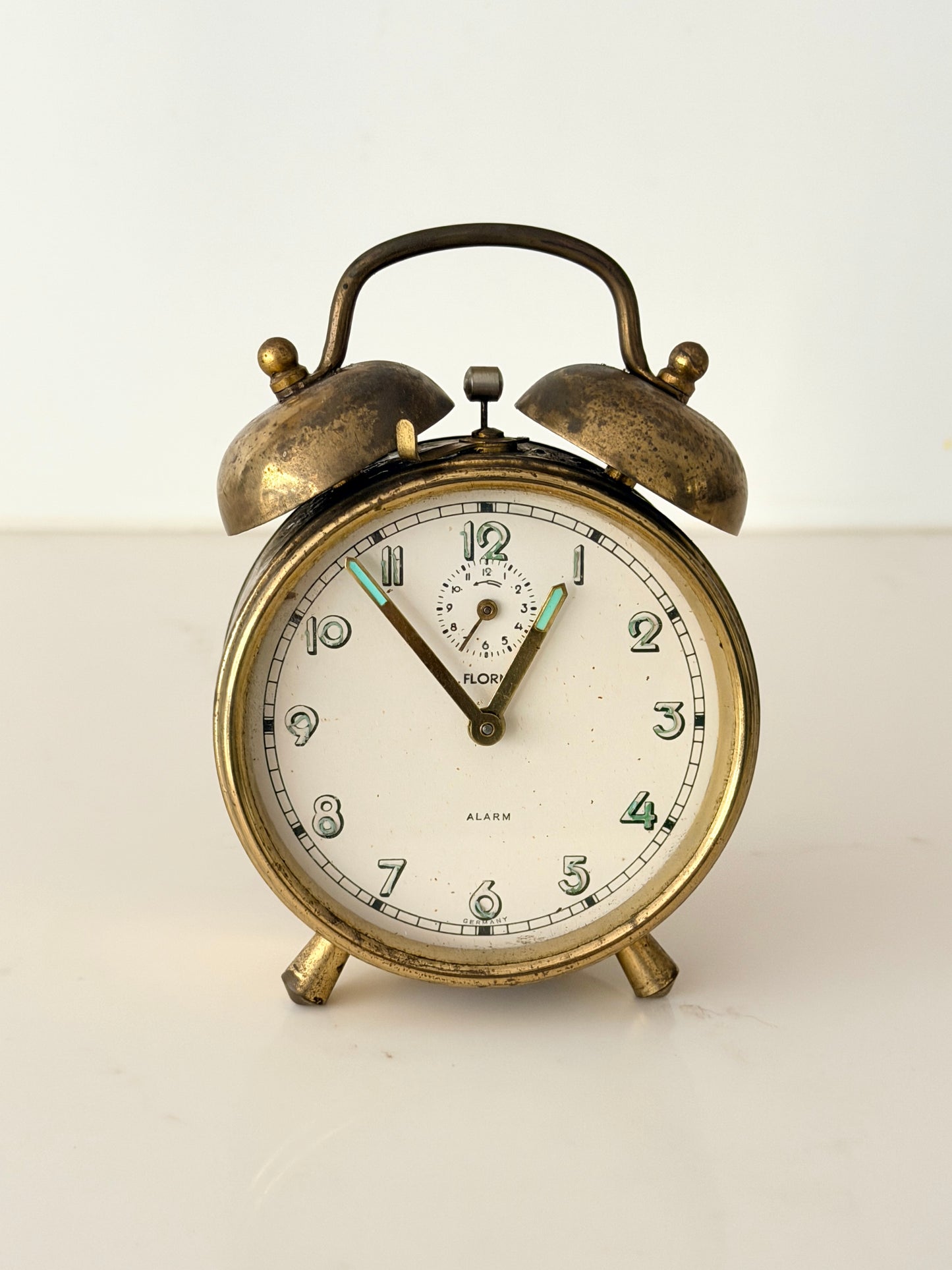 Vintage Florn Brass Twin Bell Alarm Clock
