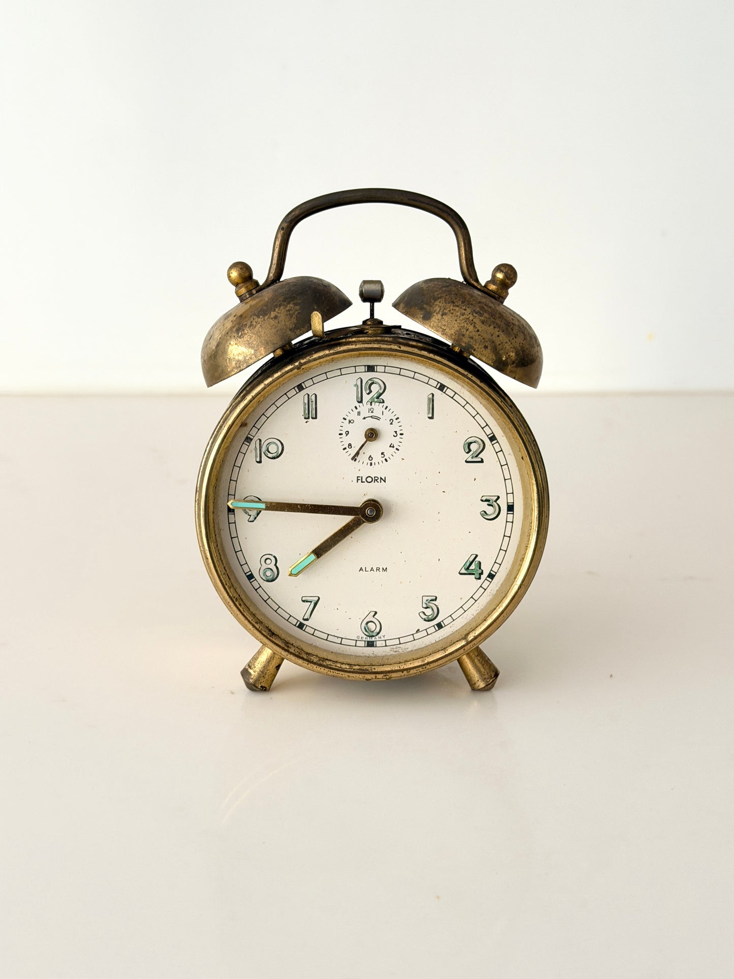 Vintage Florn Brass Twin Bell Alarm Clock