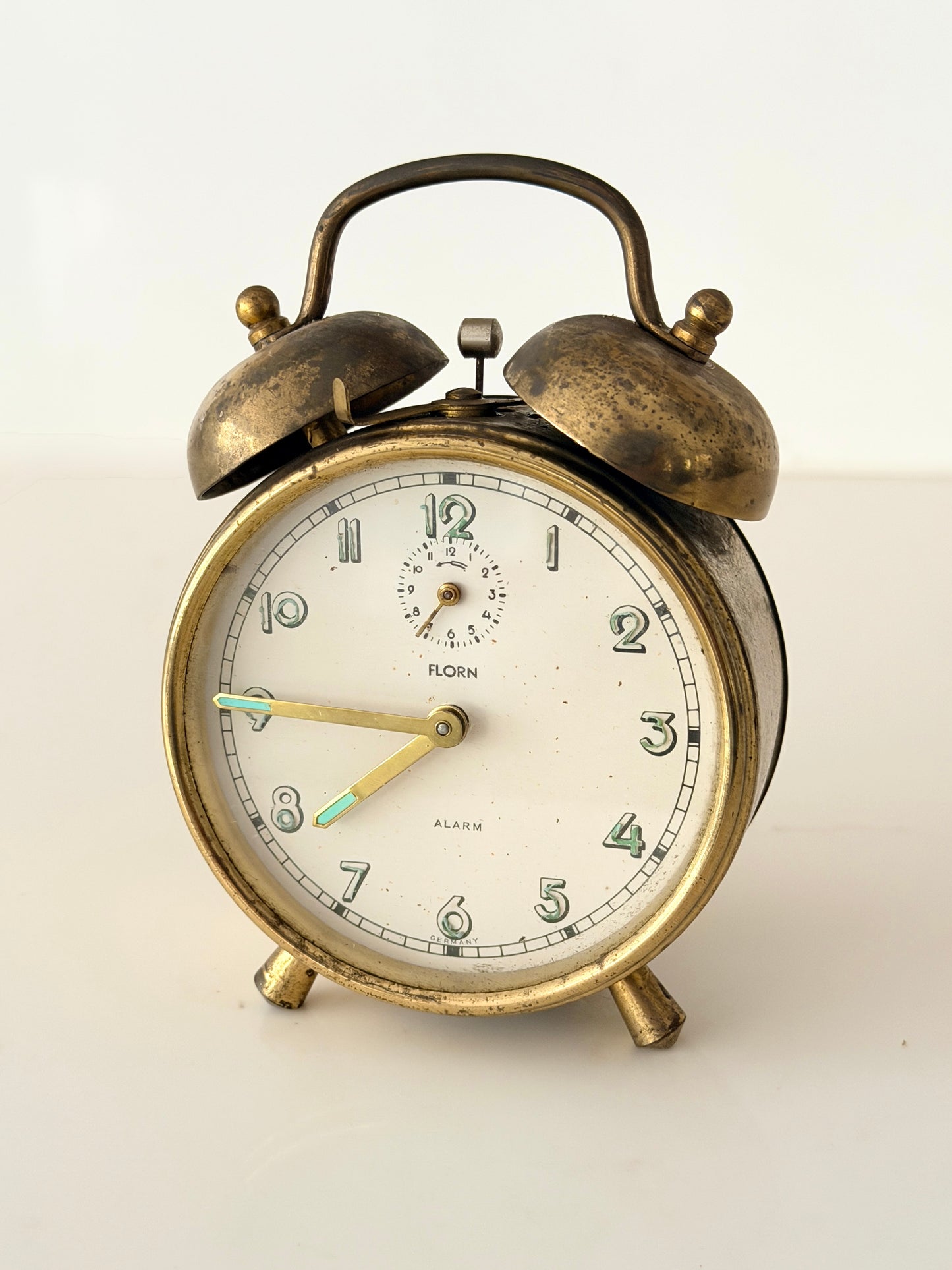 Vintage Florn Brass Twin Bell Alarm Clock