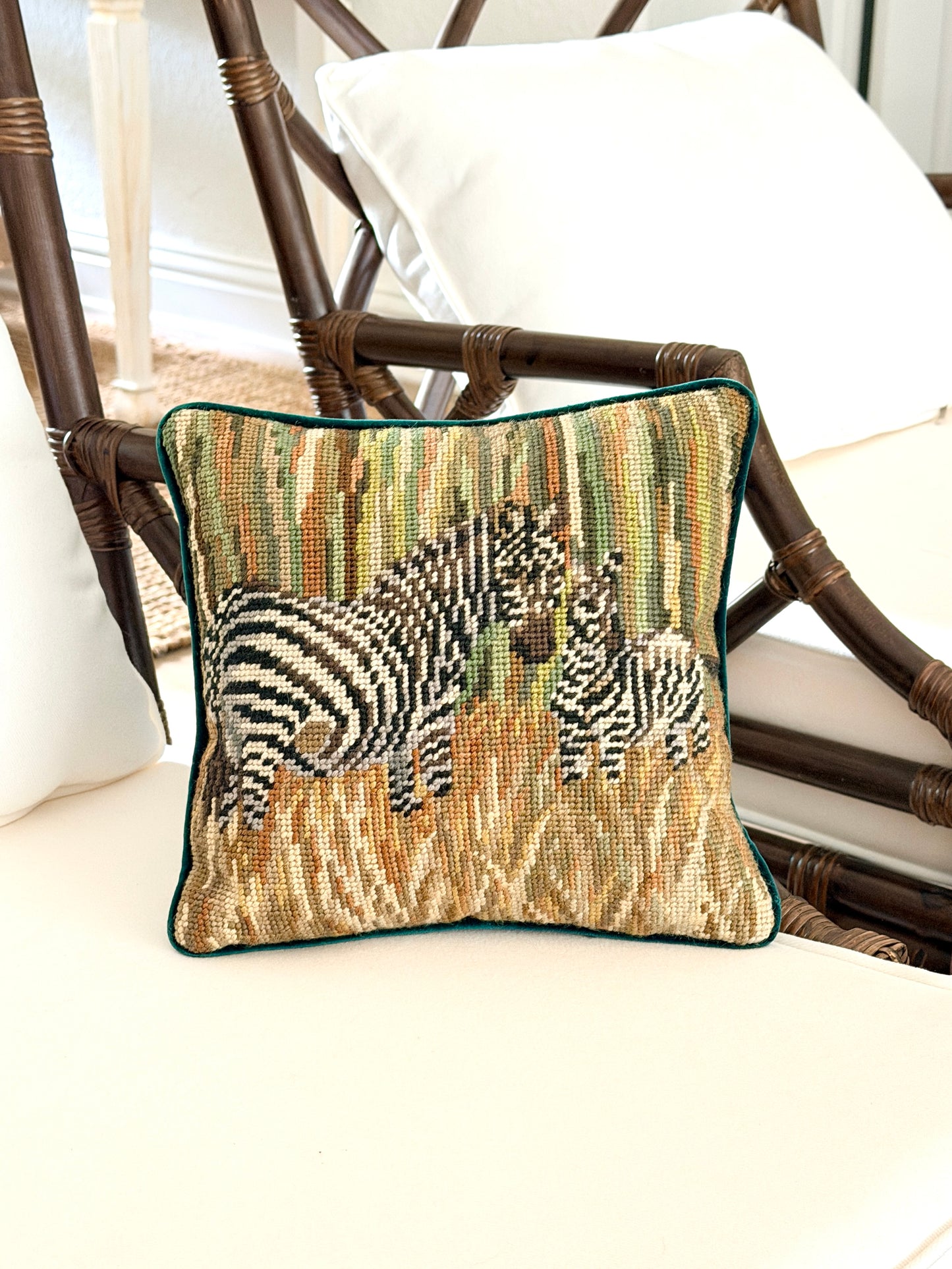 Zebras Needlepoint Pillow