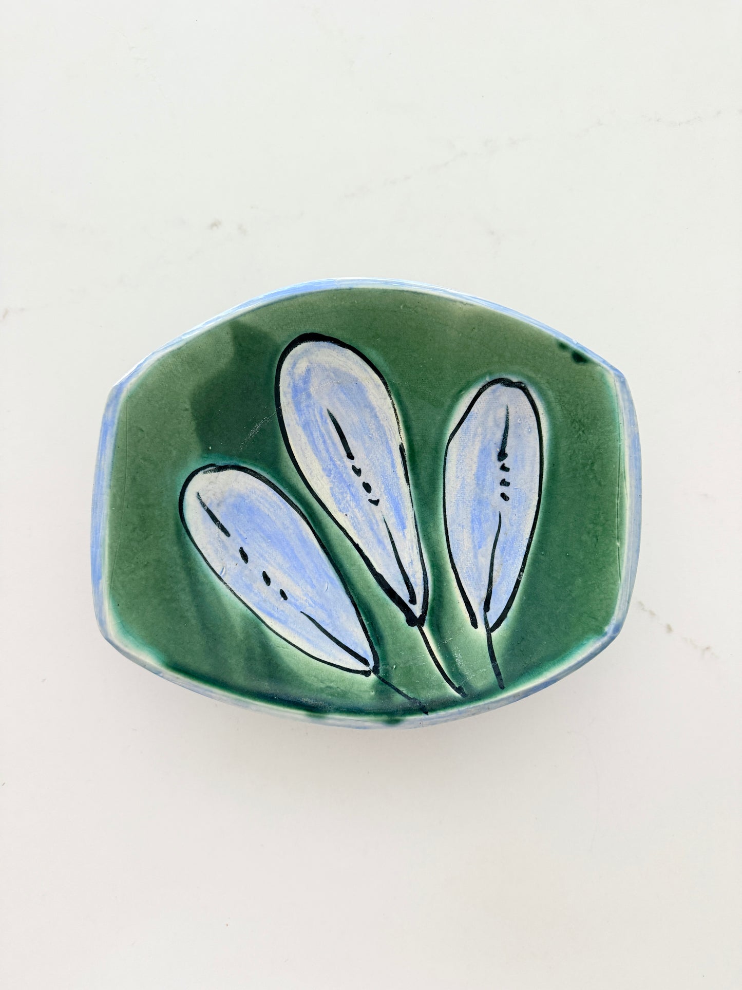 Vintage Hand Thrown Pottery Pedestal Bowl with Abstract Design