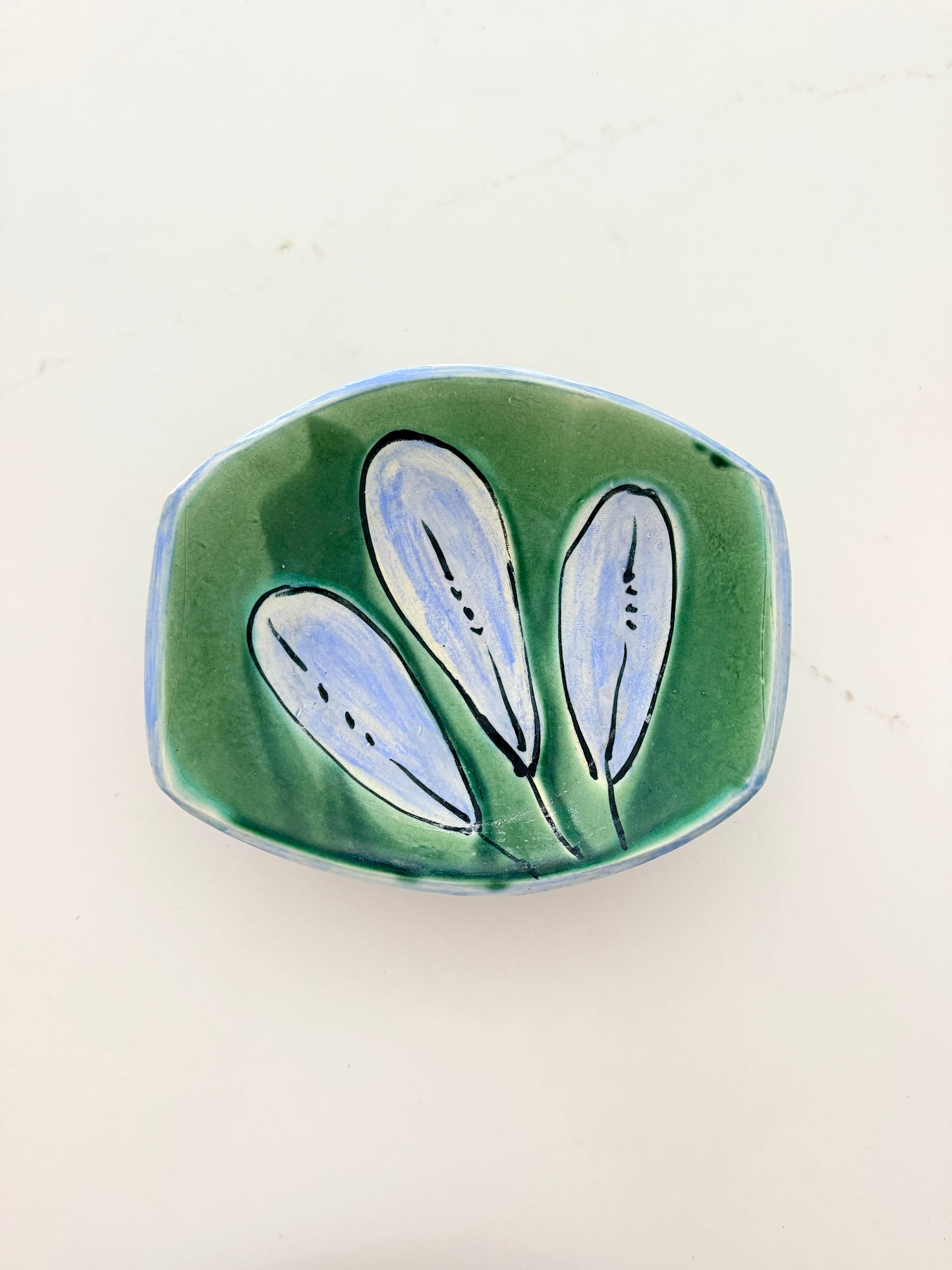Vintage Hand Thrown Pottery Pedestal Bowl with Abstract Design