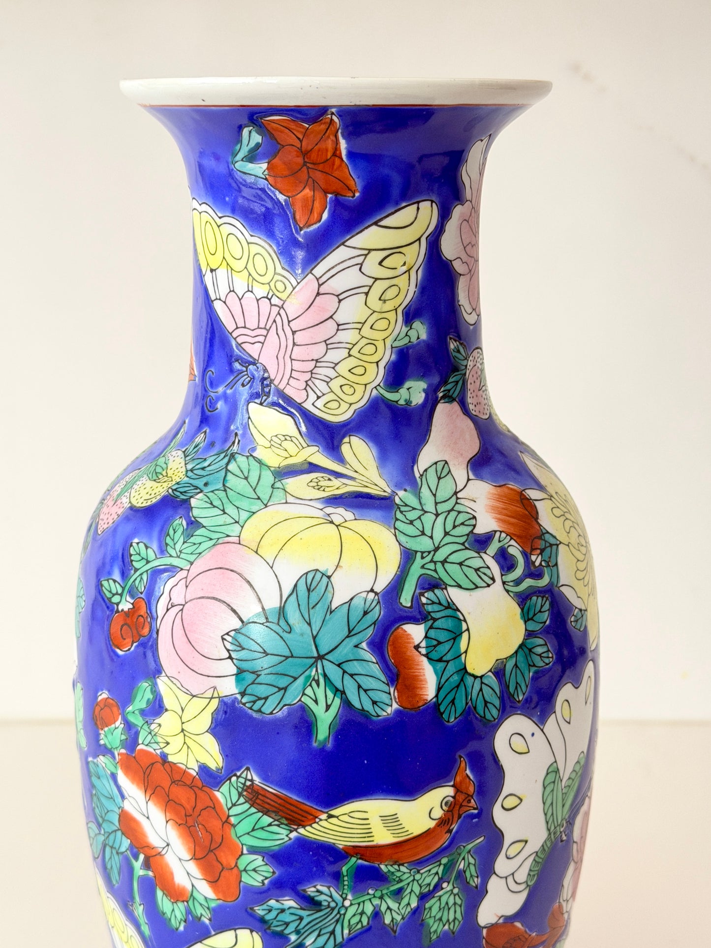 Large Vintage Rose Famille Vase