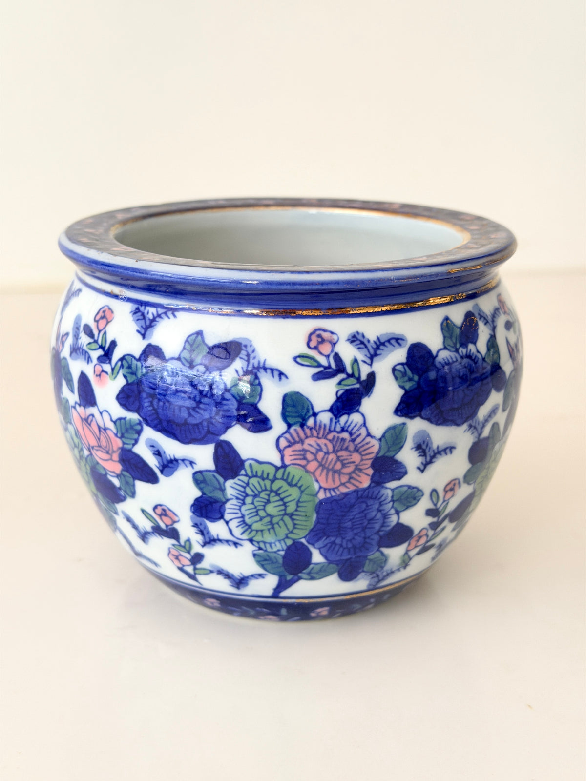 Small Vintage Koi Floral Planter