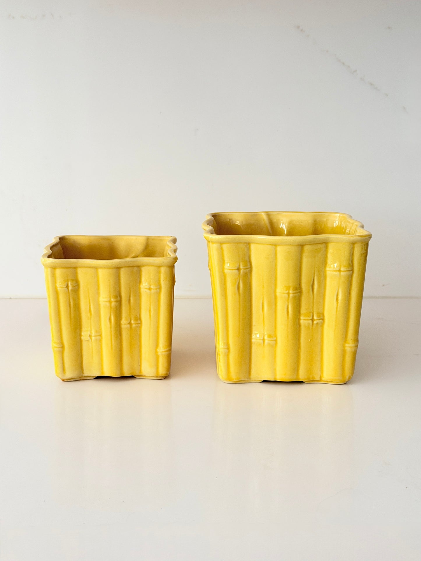 Vintage Shawnee Bamboo Pottery Planters