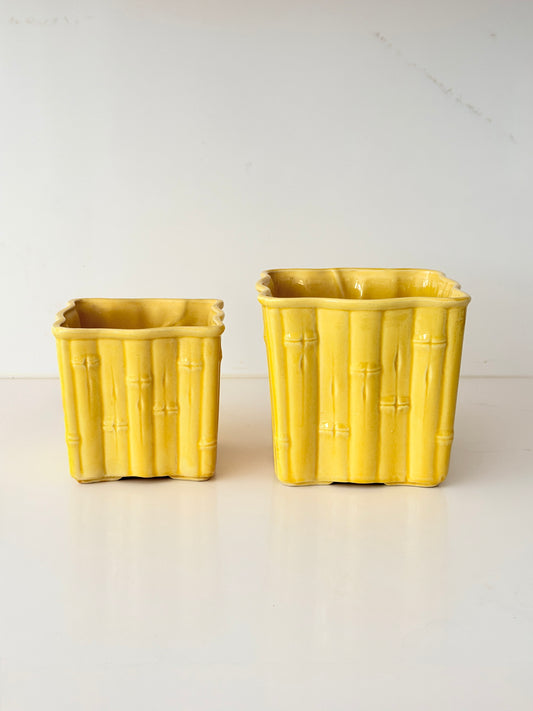 Vintage Shawnee Bamboo Pottery Planters