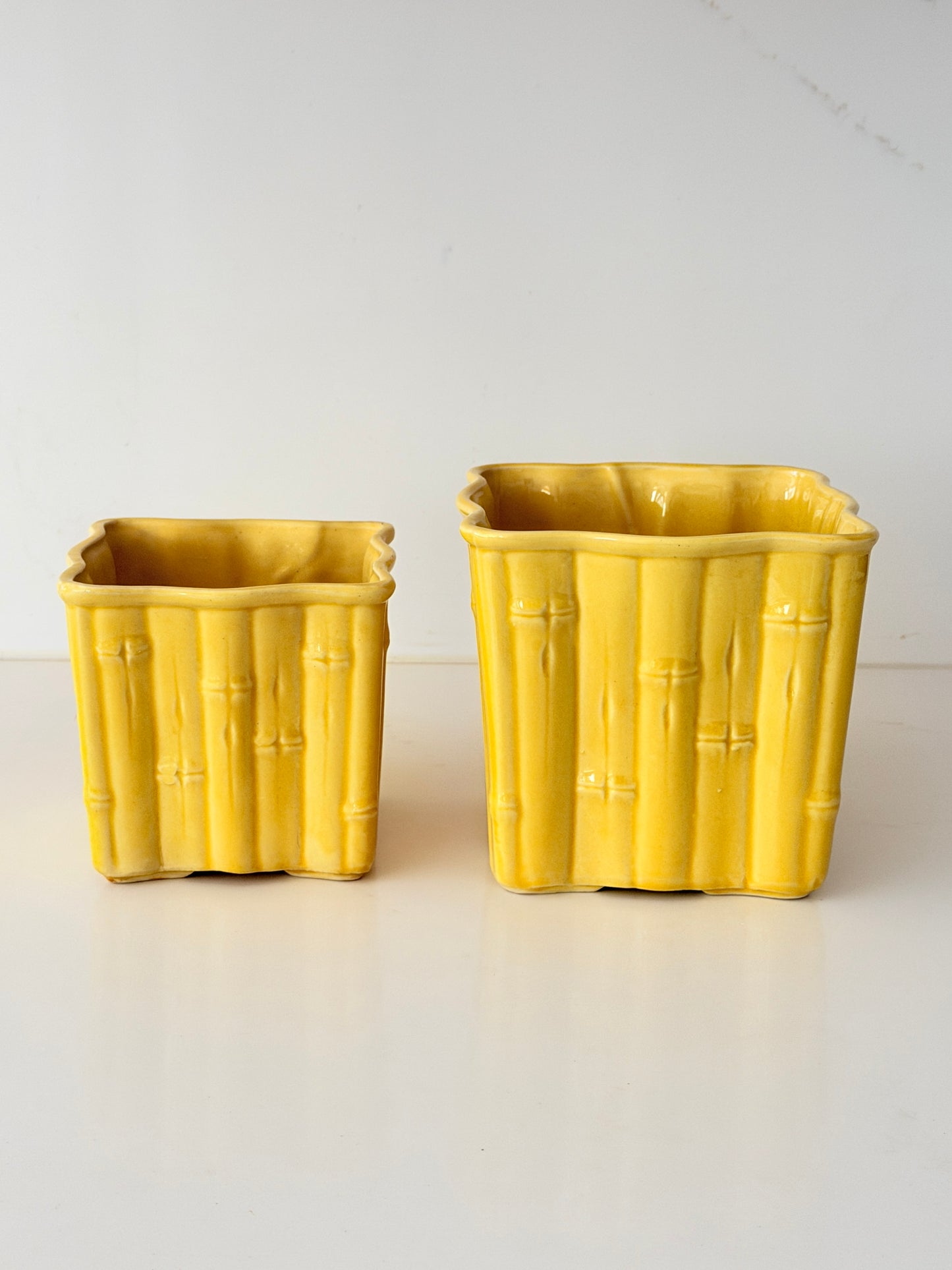 Vintage Shawnee Bamboo Pottery Planters