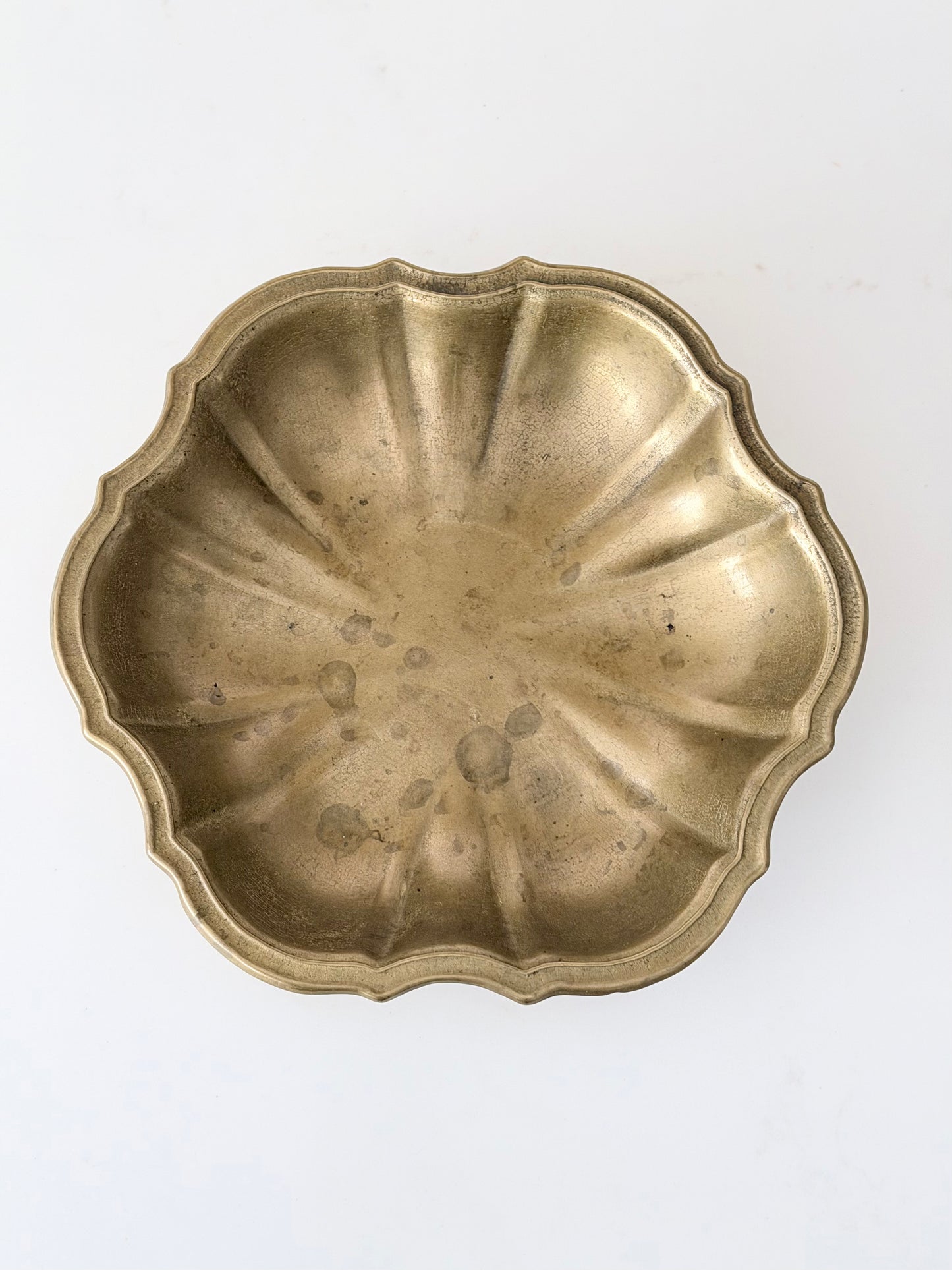 Vintage Brass Scalloped Bowl