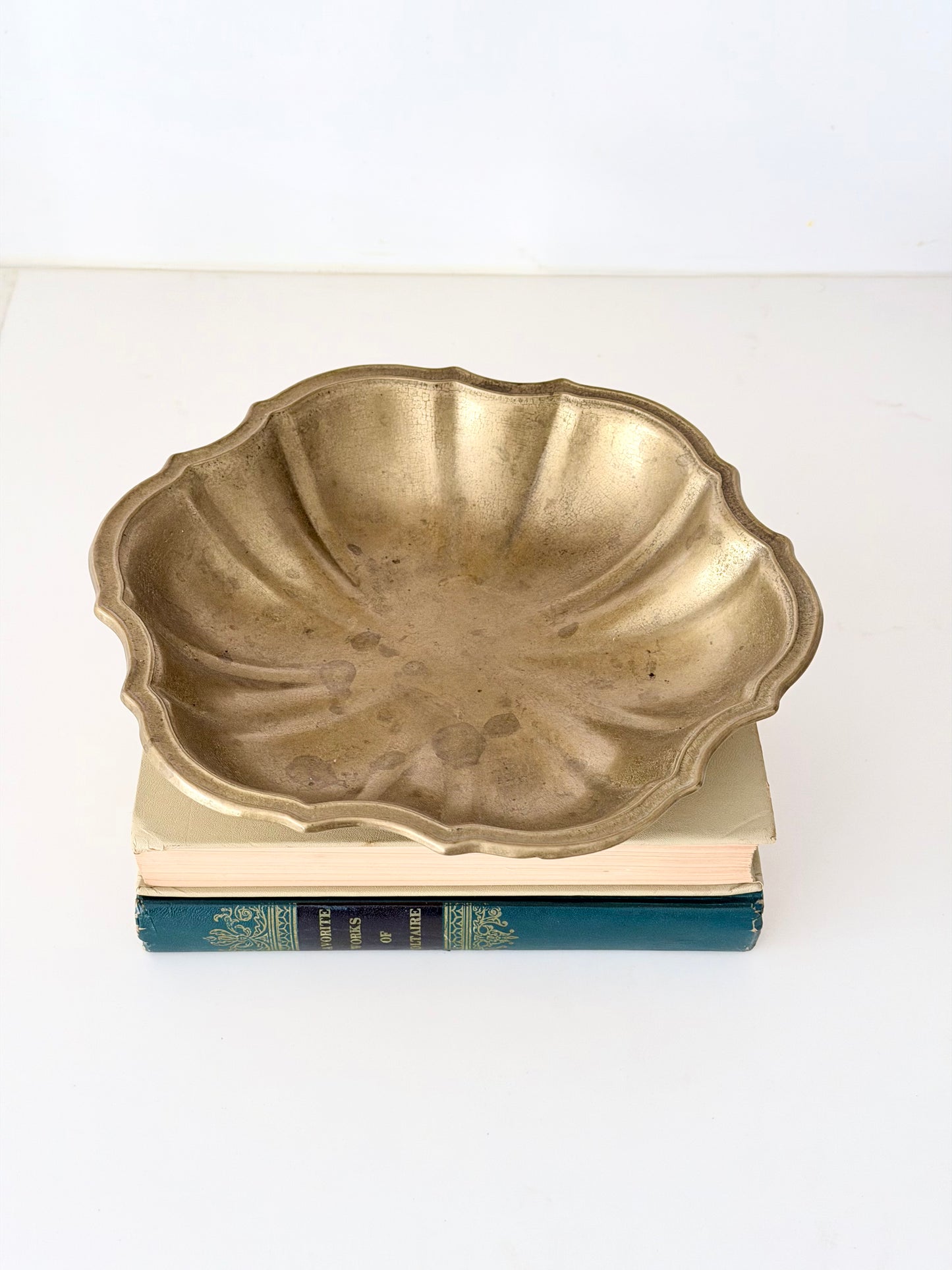 Vintage Brass Scalloped Bowl