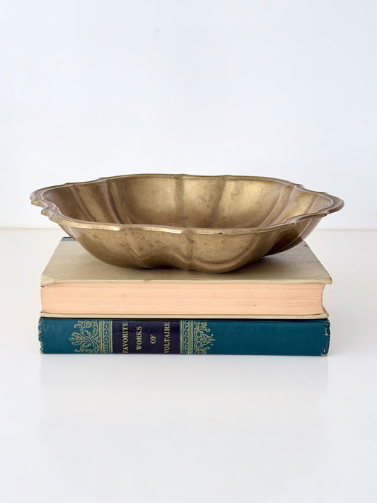 Vintage Brass Scalloped Bowl