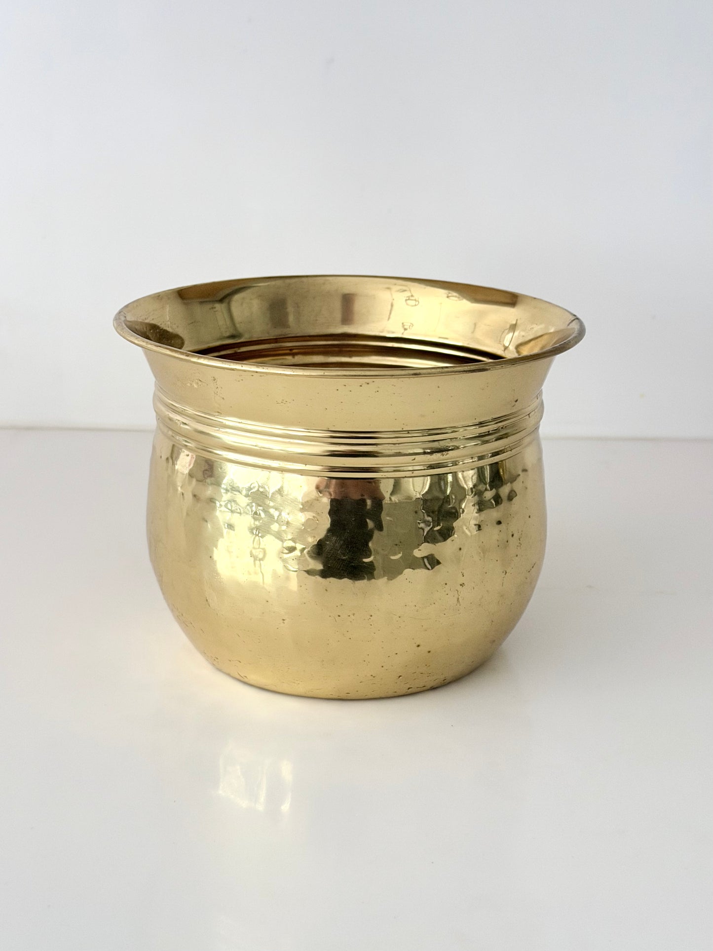 Vintage Hammered Brass Planter