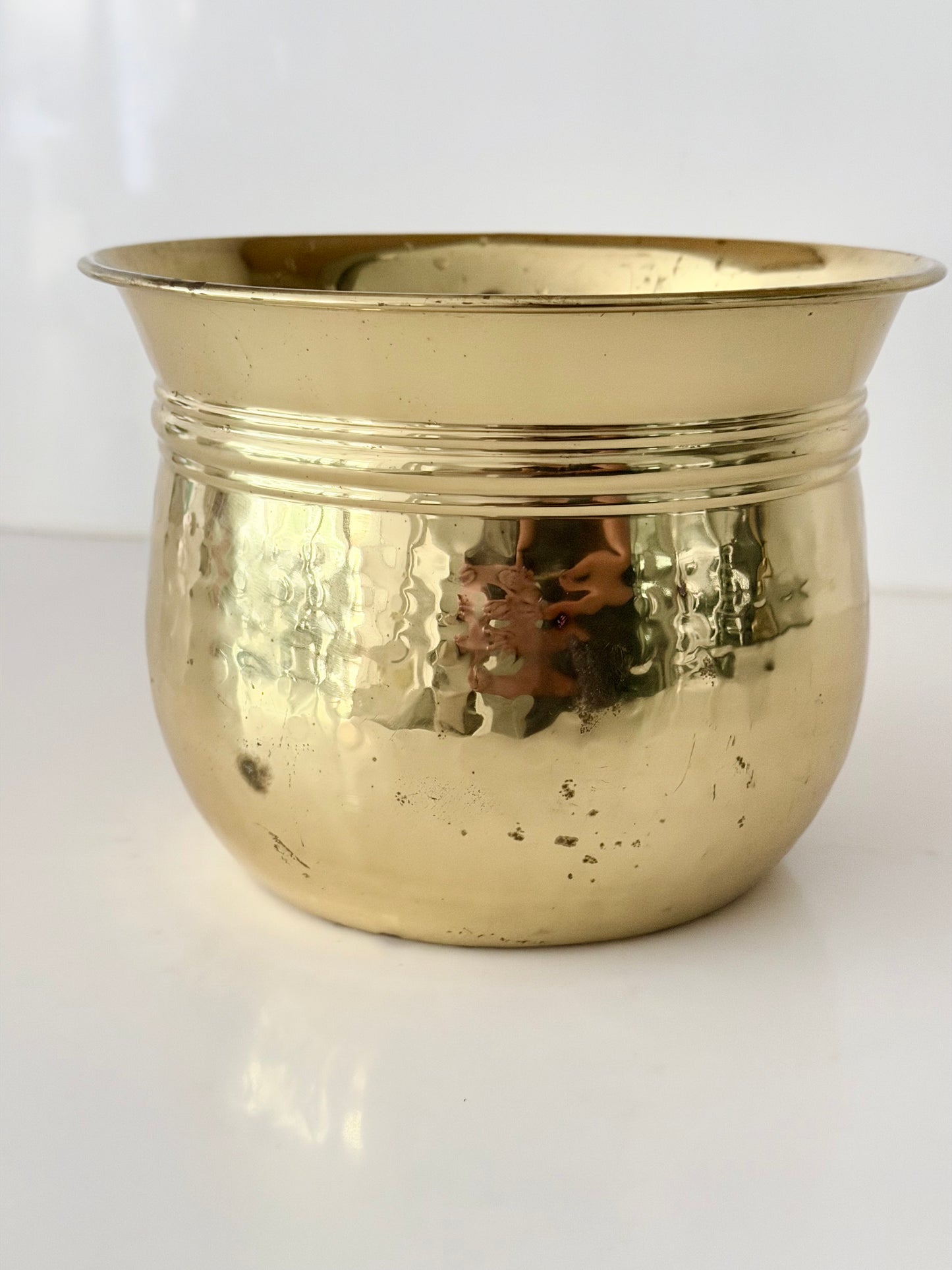 Vintage Hammered Brass Planter
