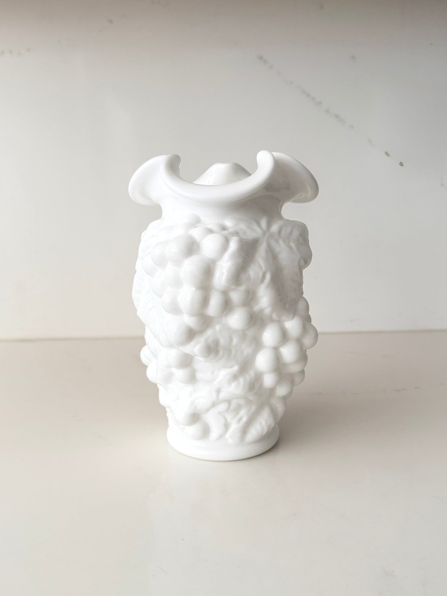 Vintage Imperial Glass Grapevine Milk Glass Vase