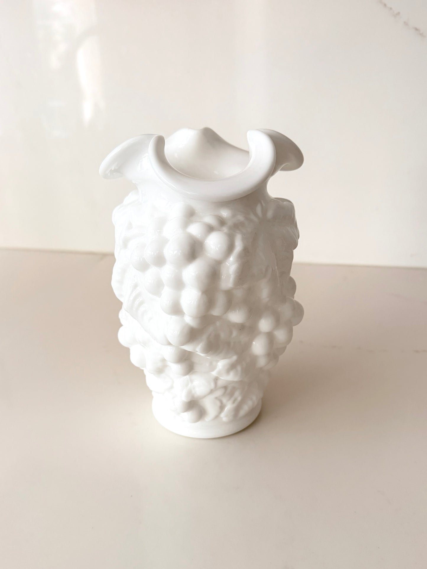 Vintage Imperial Glass Grapevine Milk Glass Vase