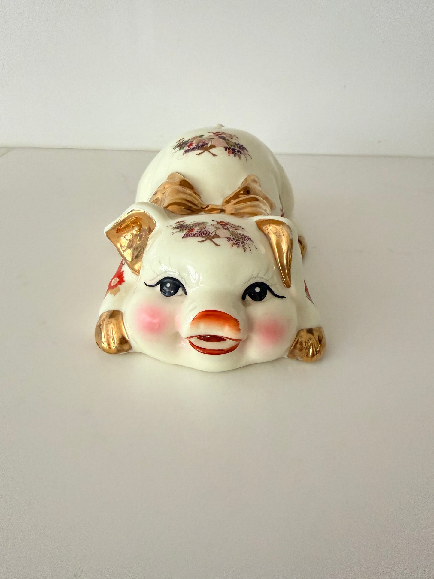Vintage Ceramic Chinoiserie Piggybank