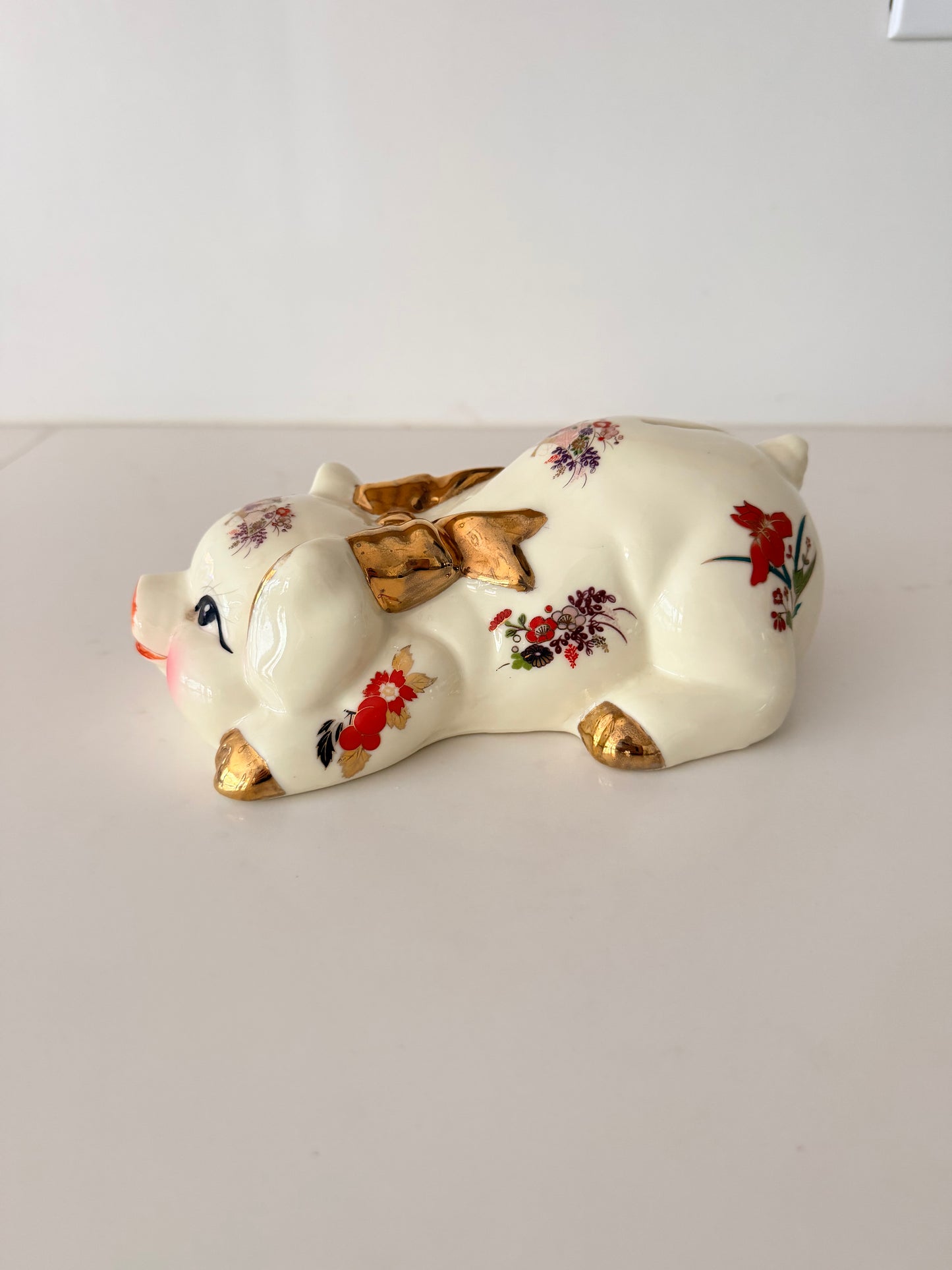 Vintage Ceramic Chinoiserie Piggybank