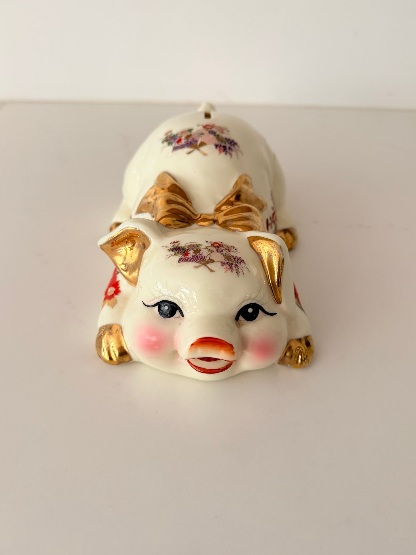 Vintage Ceramic Chinoiserie Piggybank