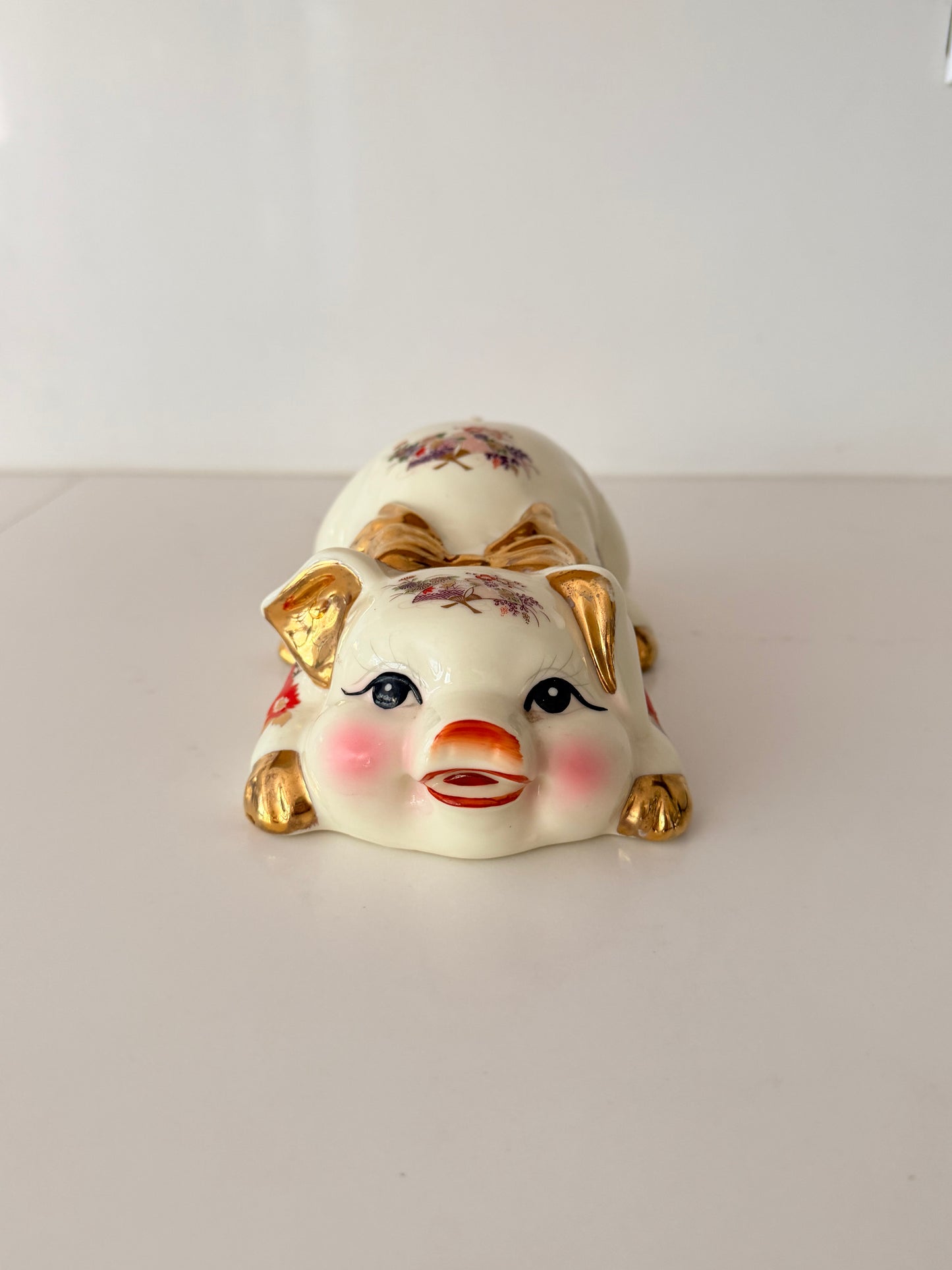 Vintage Ceramic Chinoiserie Piggybank