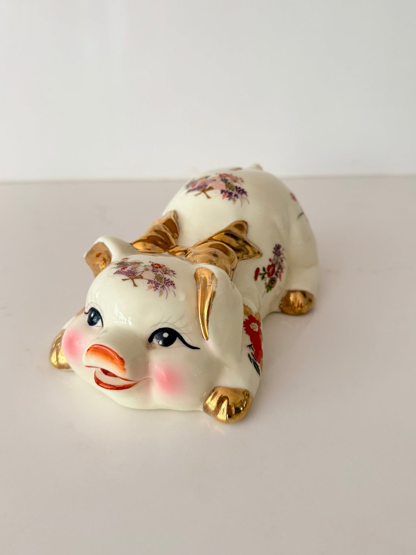Vintage Ceramic Chinoiserie Piggybank