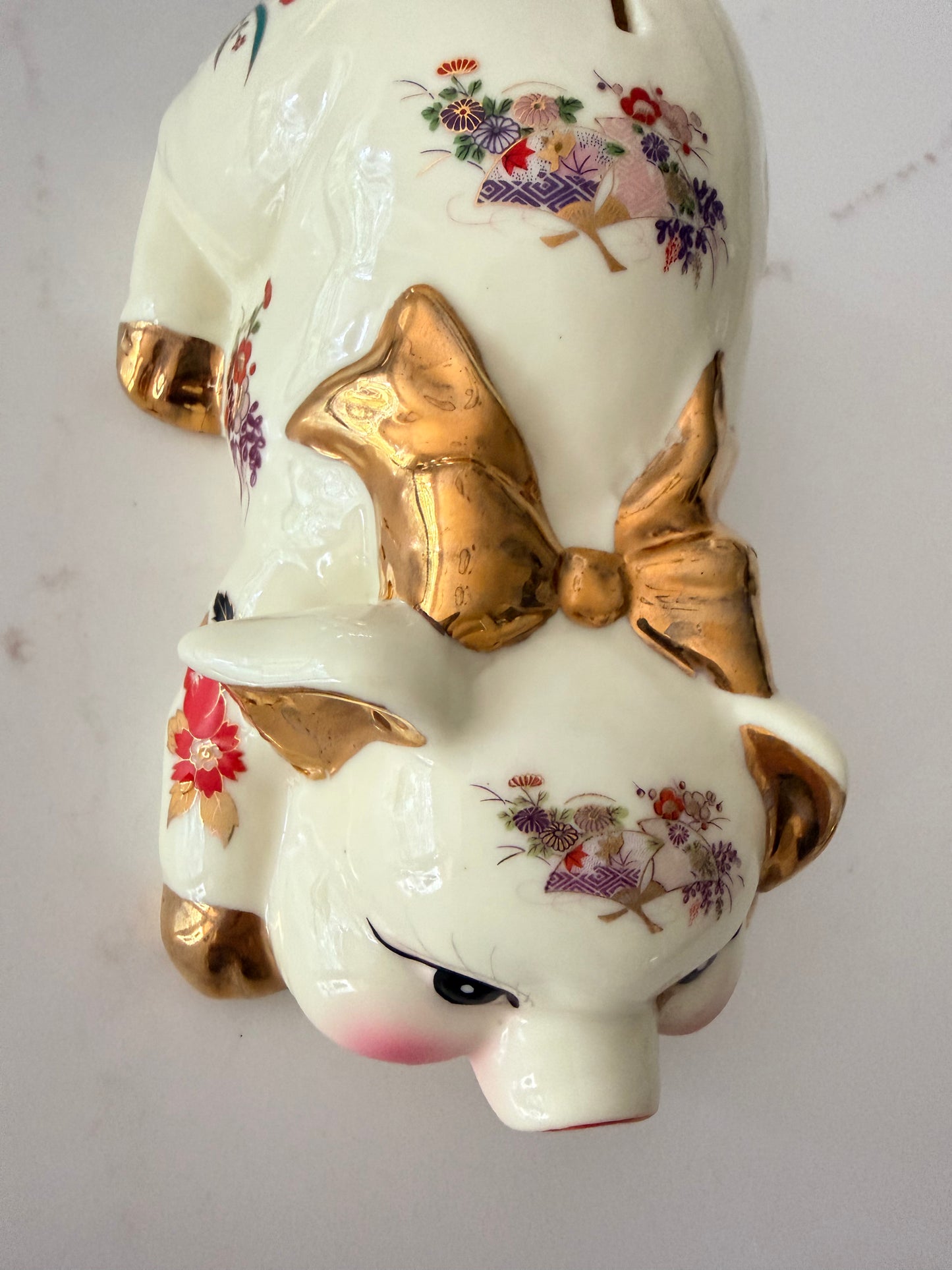 Vintage Ceramic Chinoiserie Piggybank