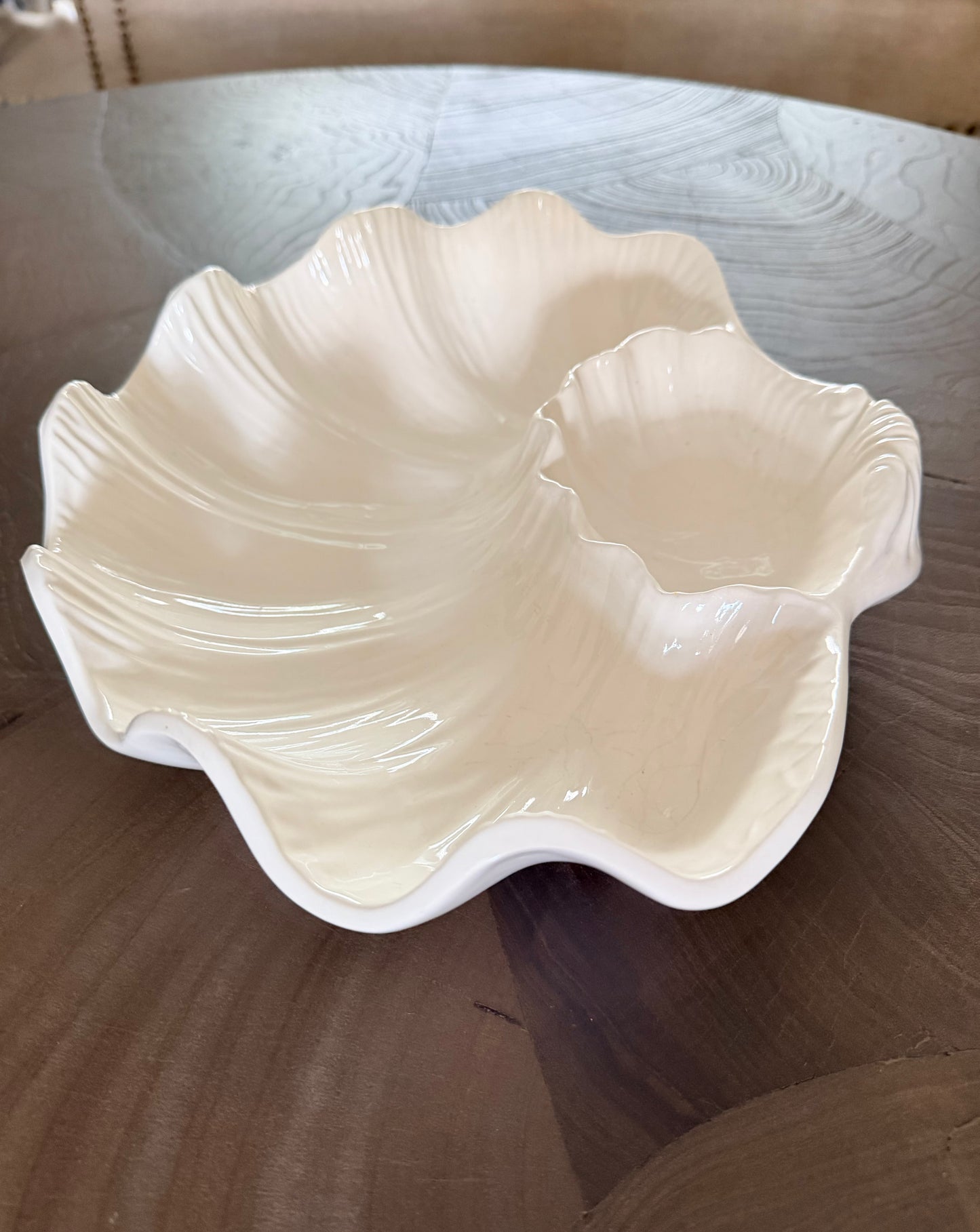 Vintage Japanese Earthenware Clam Shell