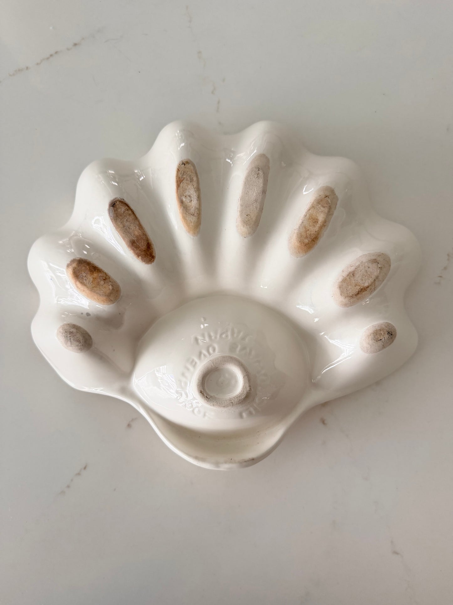 Vintage Japanese Earthenware Clam Shell