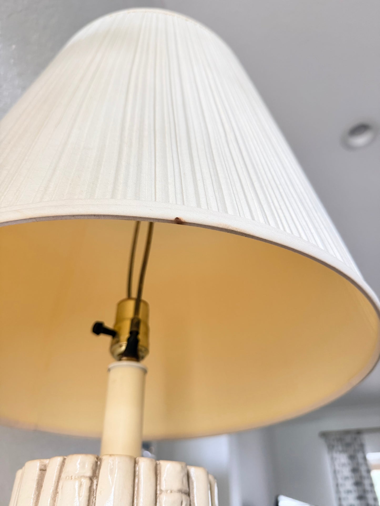 Pair of Large Vintage Ceramic Bamboo Lamps