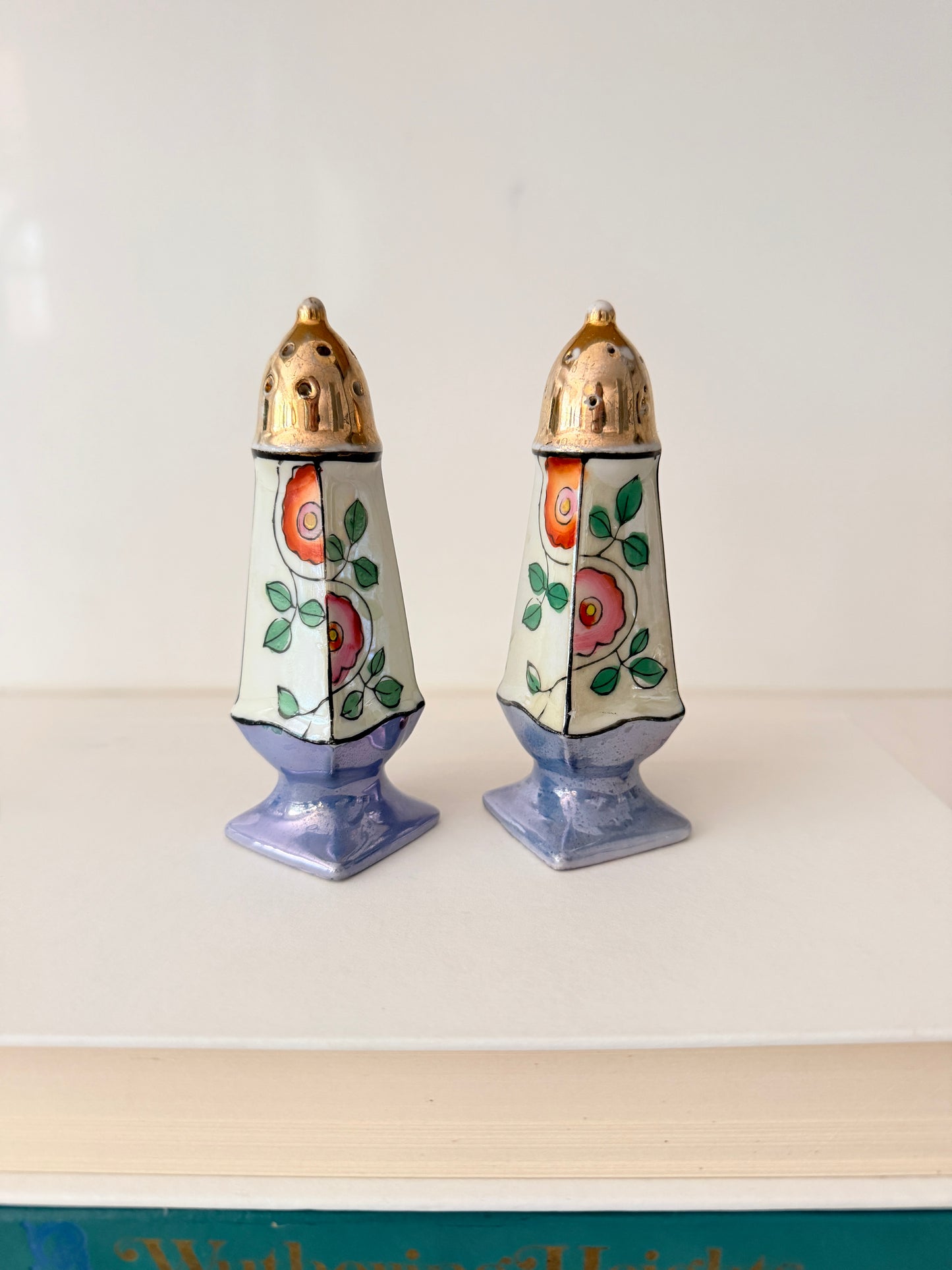 Vintage Art Deco Lusterware Salt and Pepper Shakers