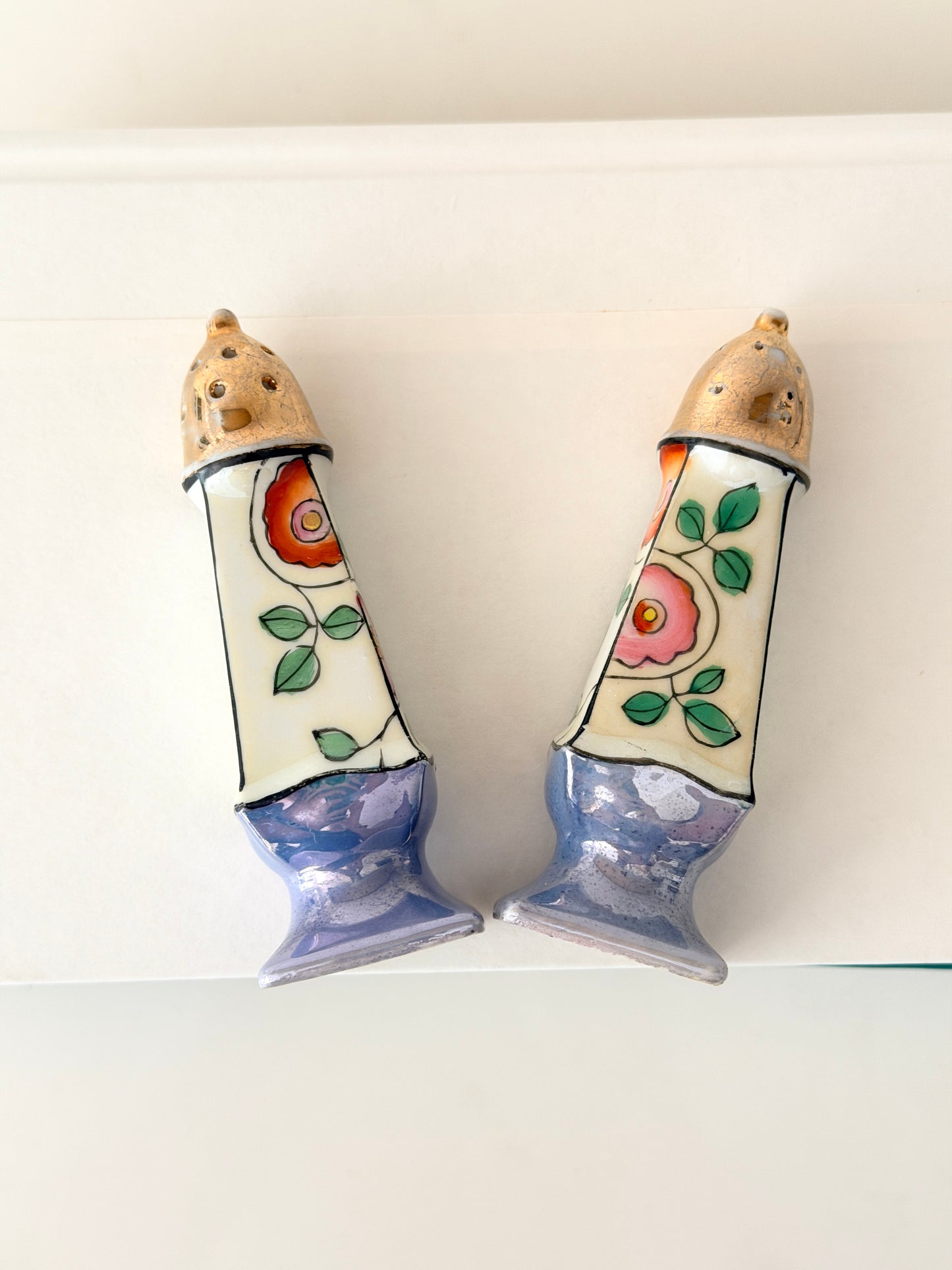 Vintage Art Deco Lusterware Salt and Pepper Shakers