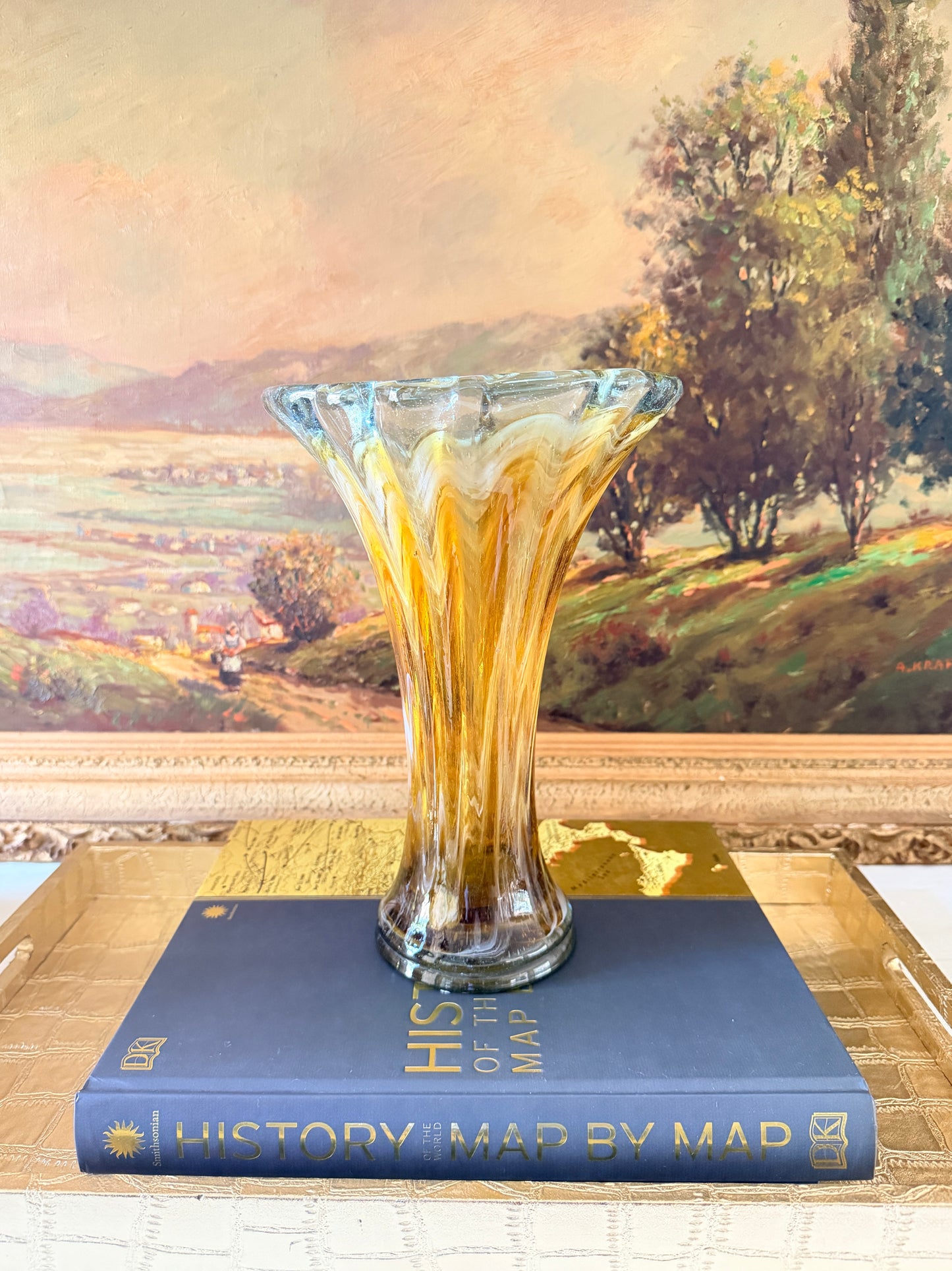 Vintage Pulled Glass Swirl Vase