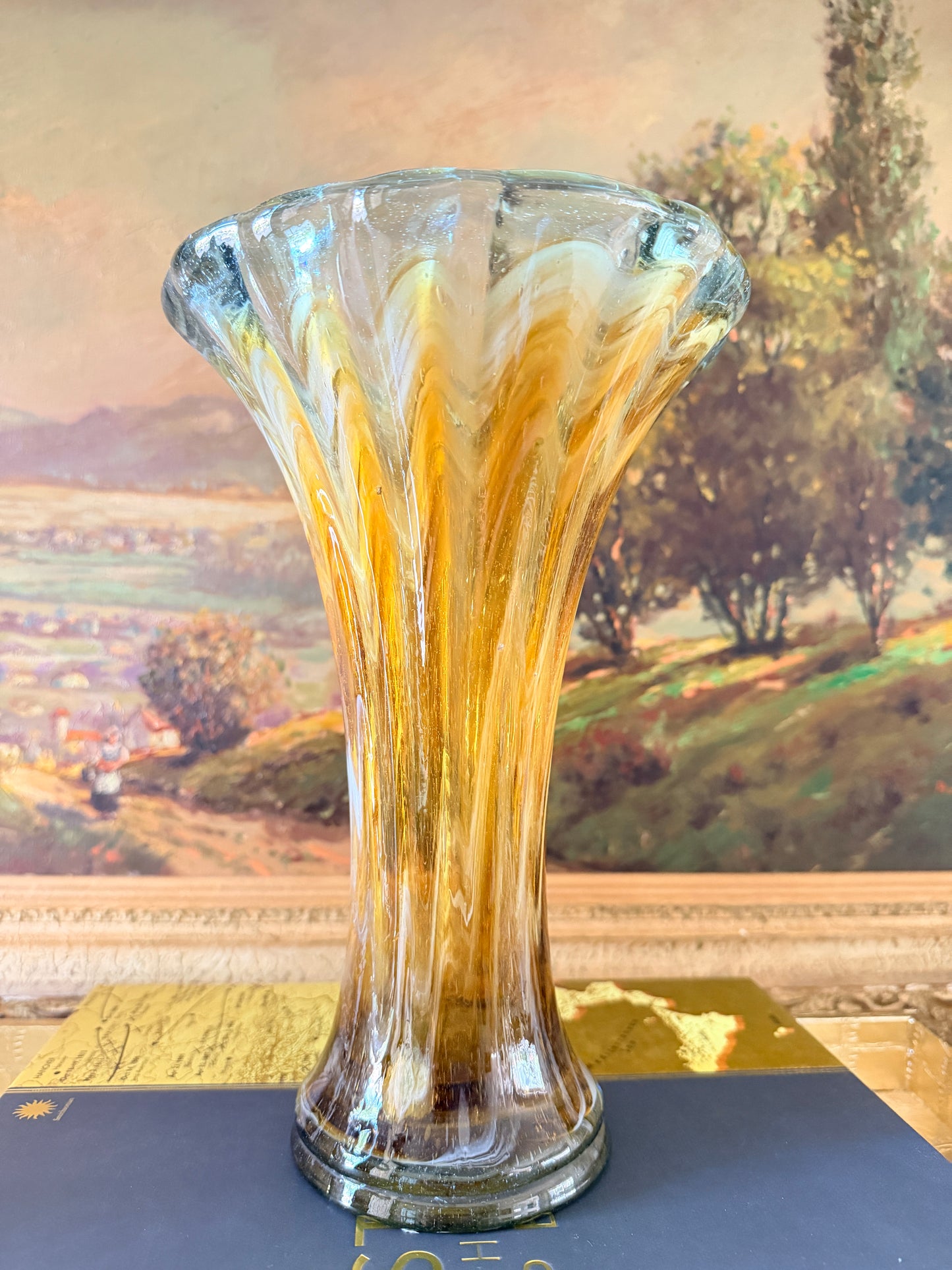 Vintage Pulled Glass Swirl Vase