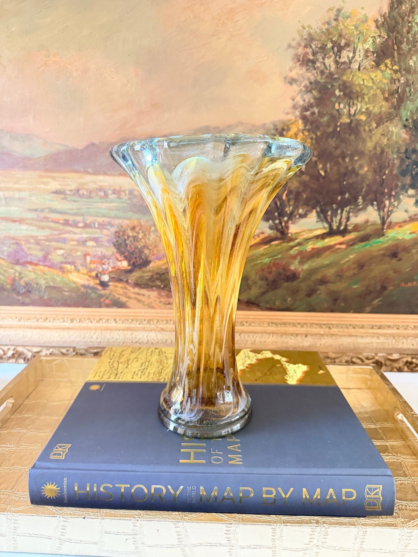 Vintage Pulled Glass Swirl Vase