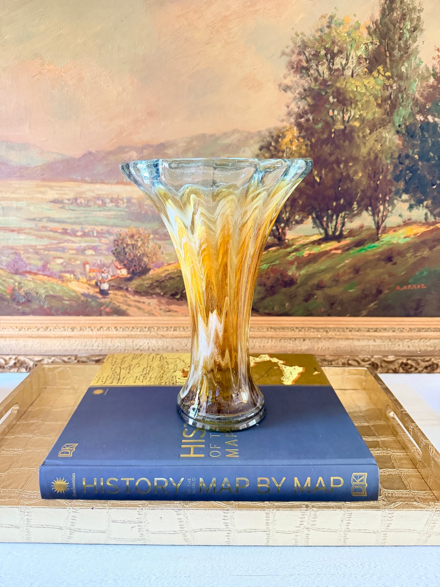 Vintage Pulled Glass Swirl Vase