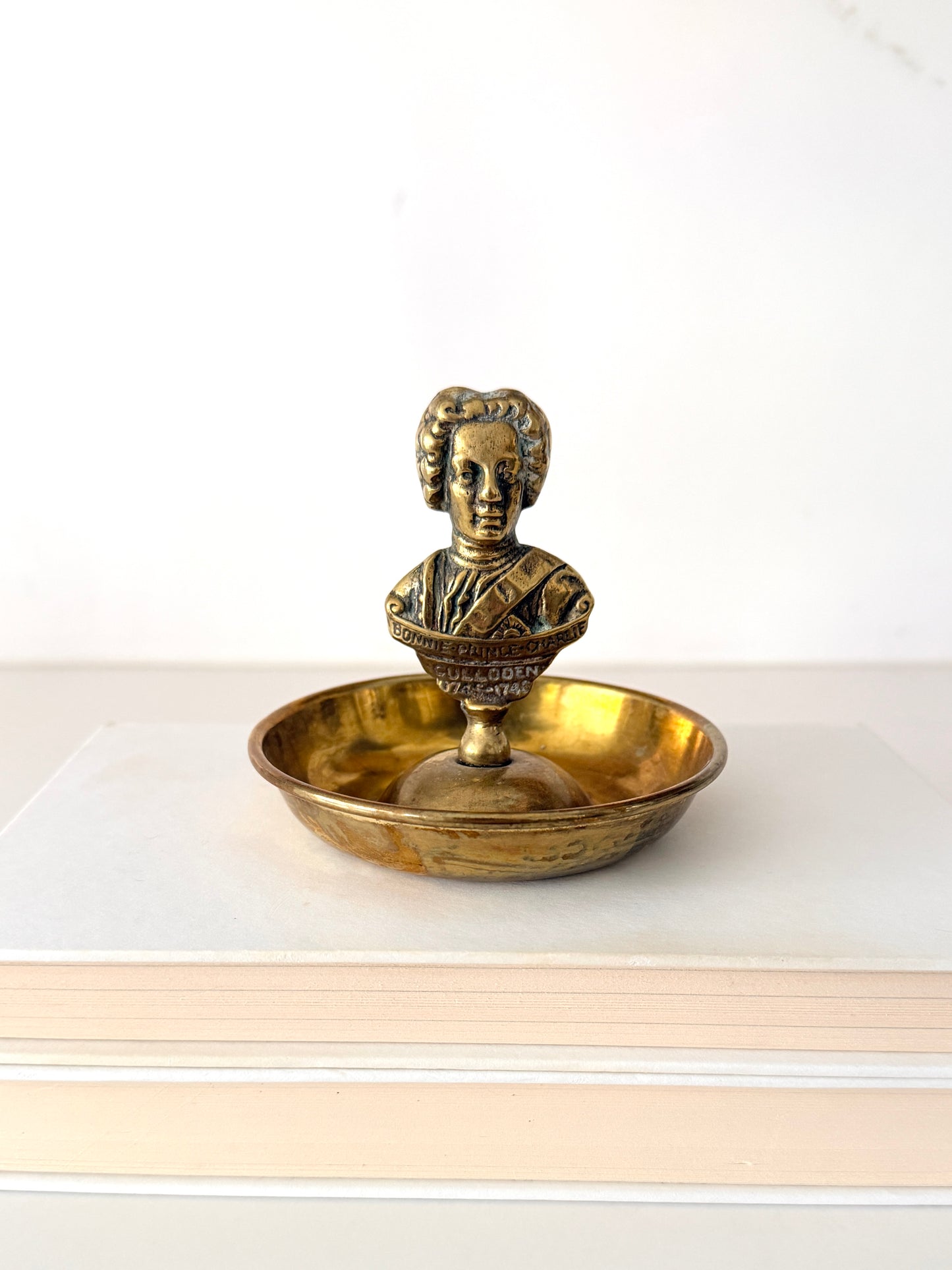 Vintage Bonnie Prince Charlie English Brass Ring Dish