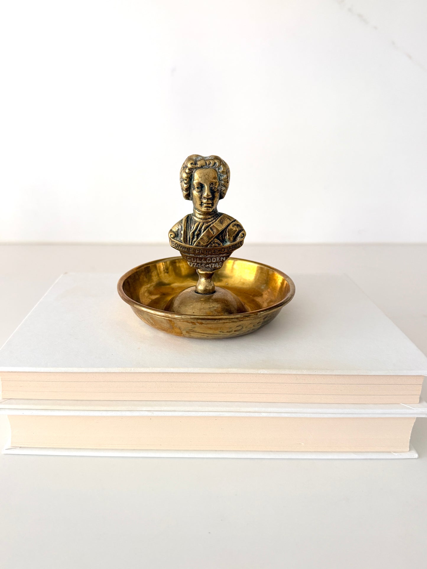 Vintage Bonnie Prince Charlie English Brass Ring Dish