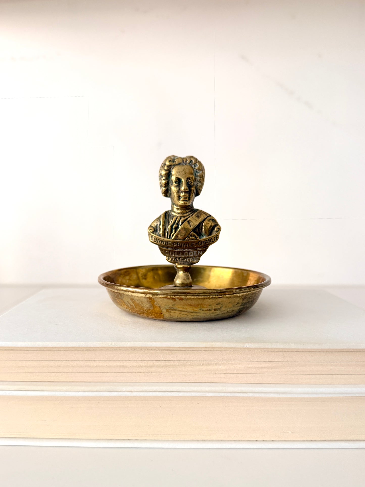 Vintage Bonnie Prince Charlie English Brass Ring Dish
