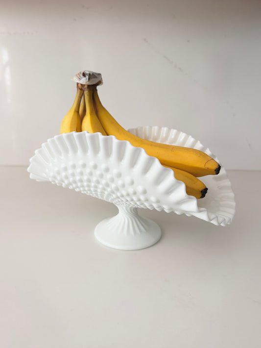 Vintage Fenton Hobnail Milk Glass Banana Boat