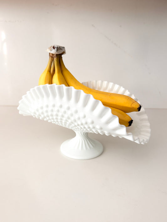 Vintage Fenton Hobnail Milk Glass Banana Boat