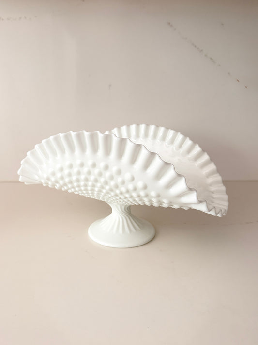 Vintage Fenton Hobnail Milk Glass Banana Boat