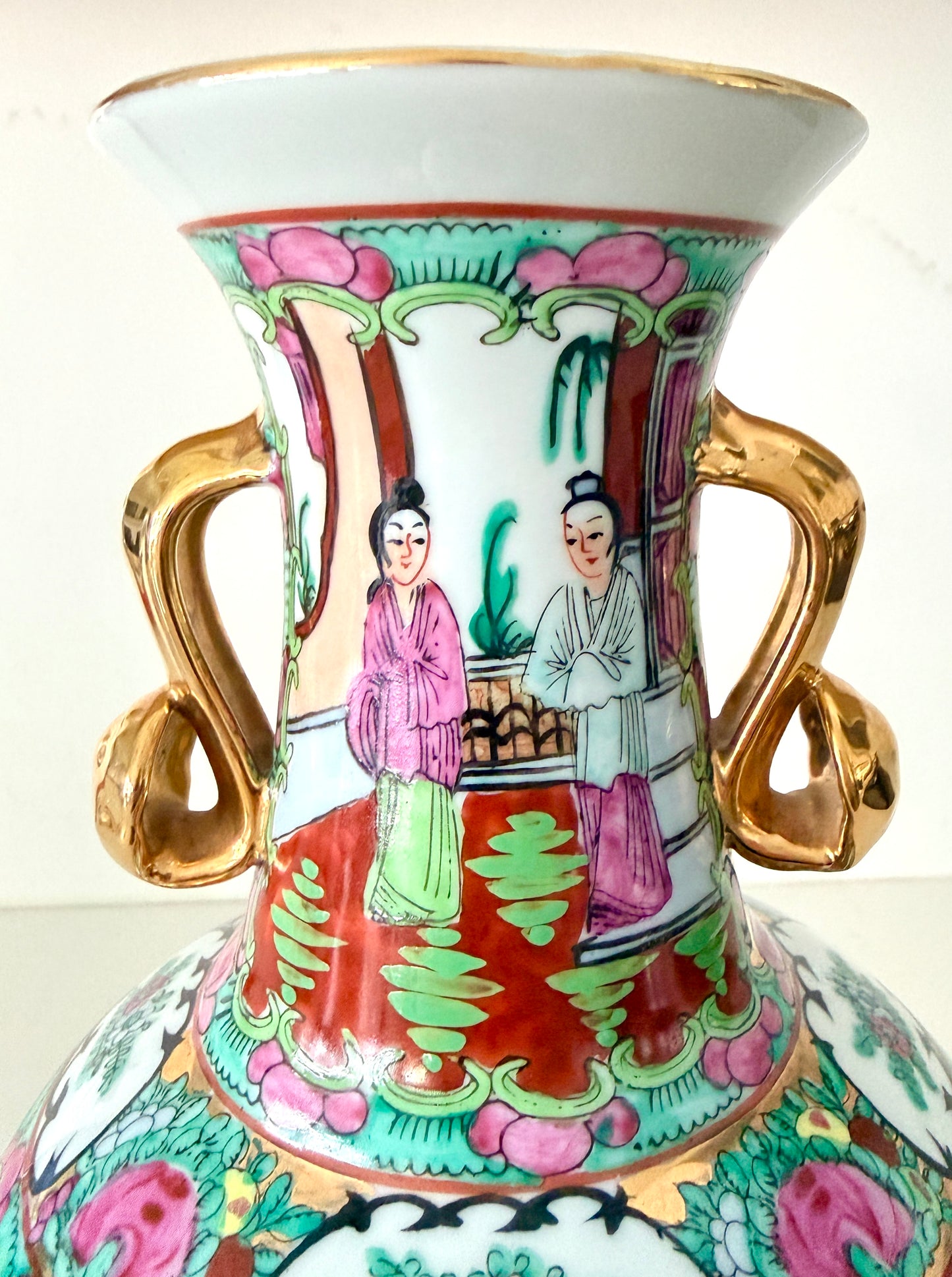 Vintage Rose Medallion Vase