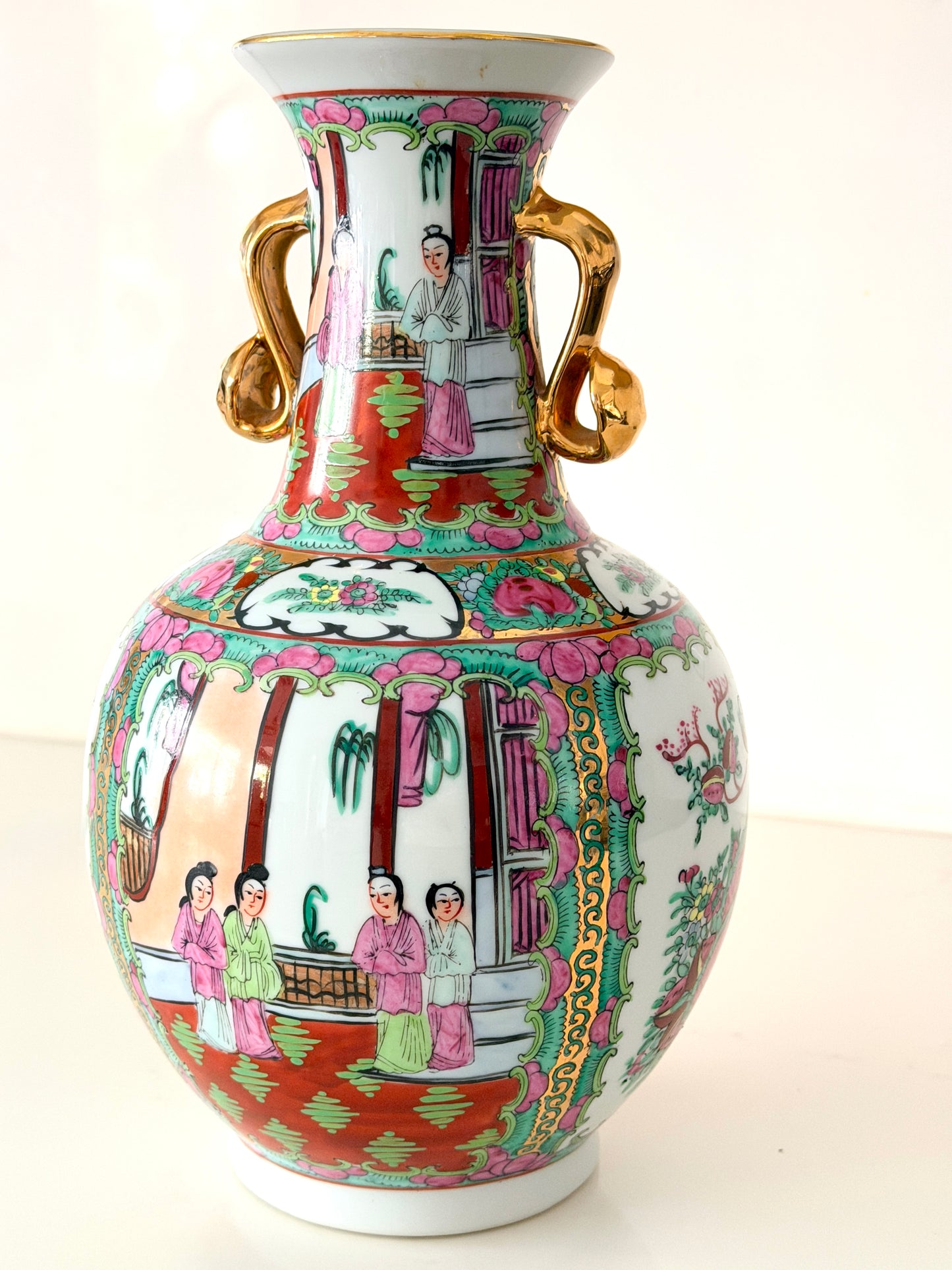 Vintage Rose Medallion Vase
