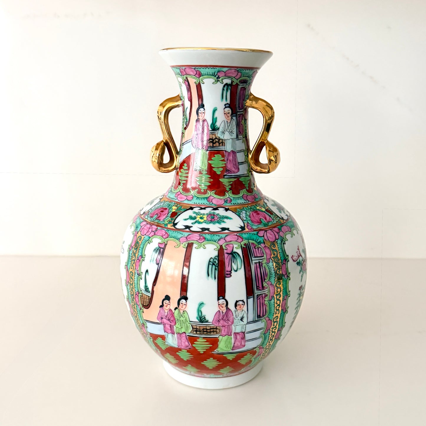Vintage Rose Medallion Vase