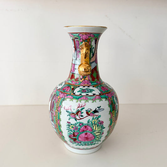 Vintage Rose Medallion Vase