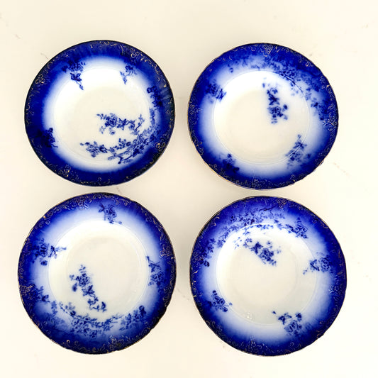 Antique La Belle Flow Blue Soup Plates
