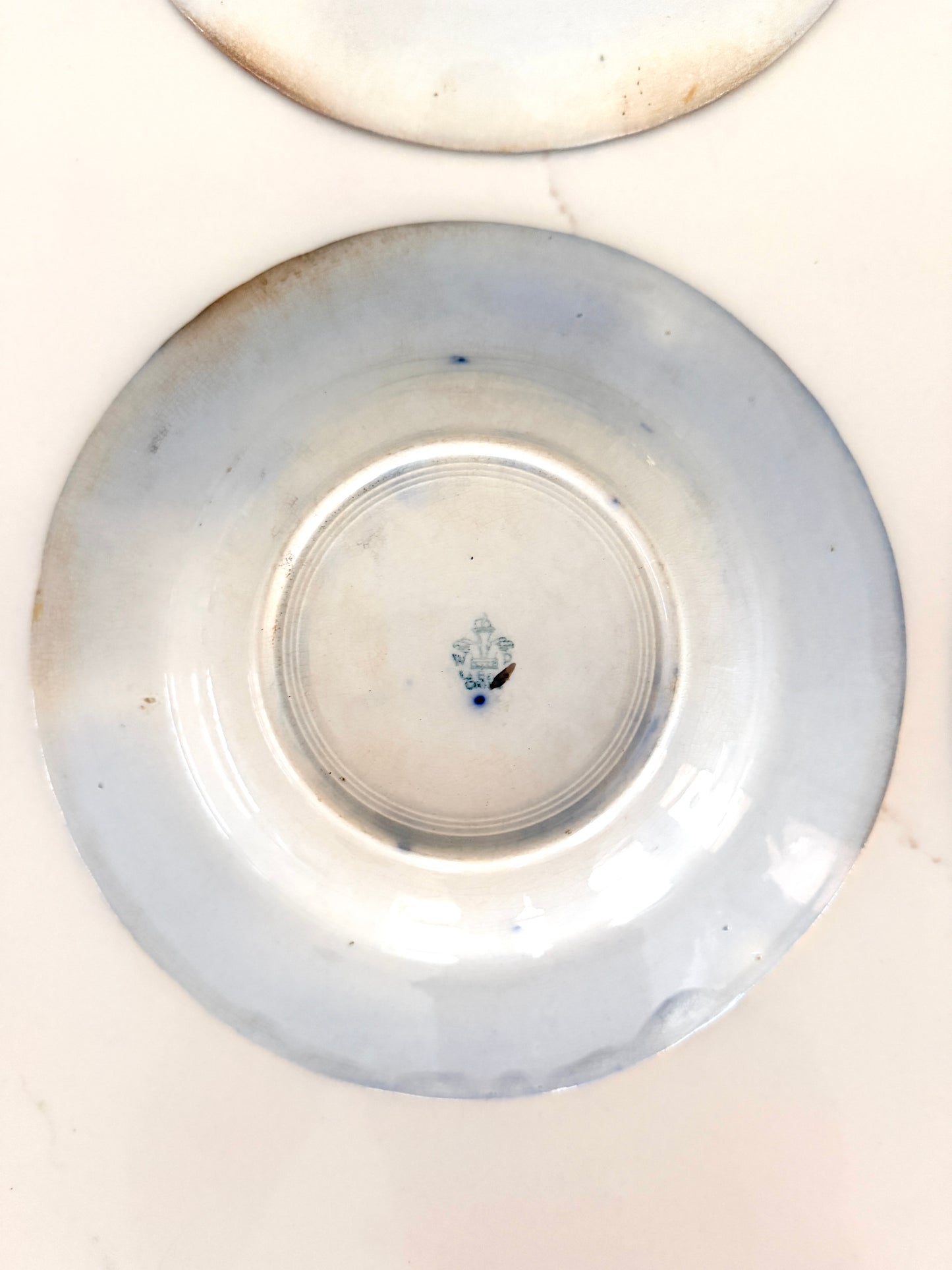 Antique La Belle Blue Flow Soup Plates